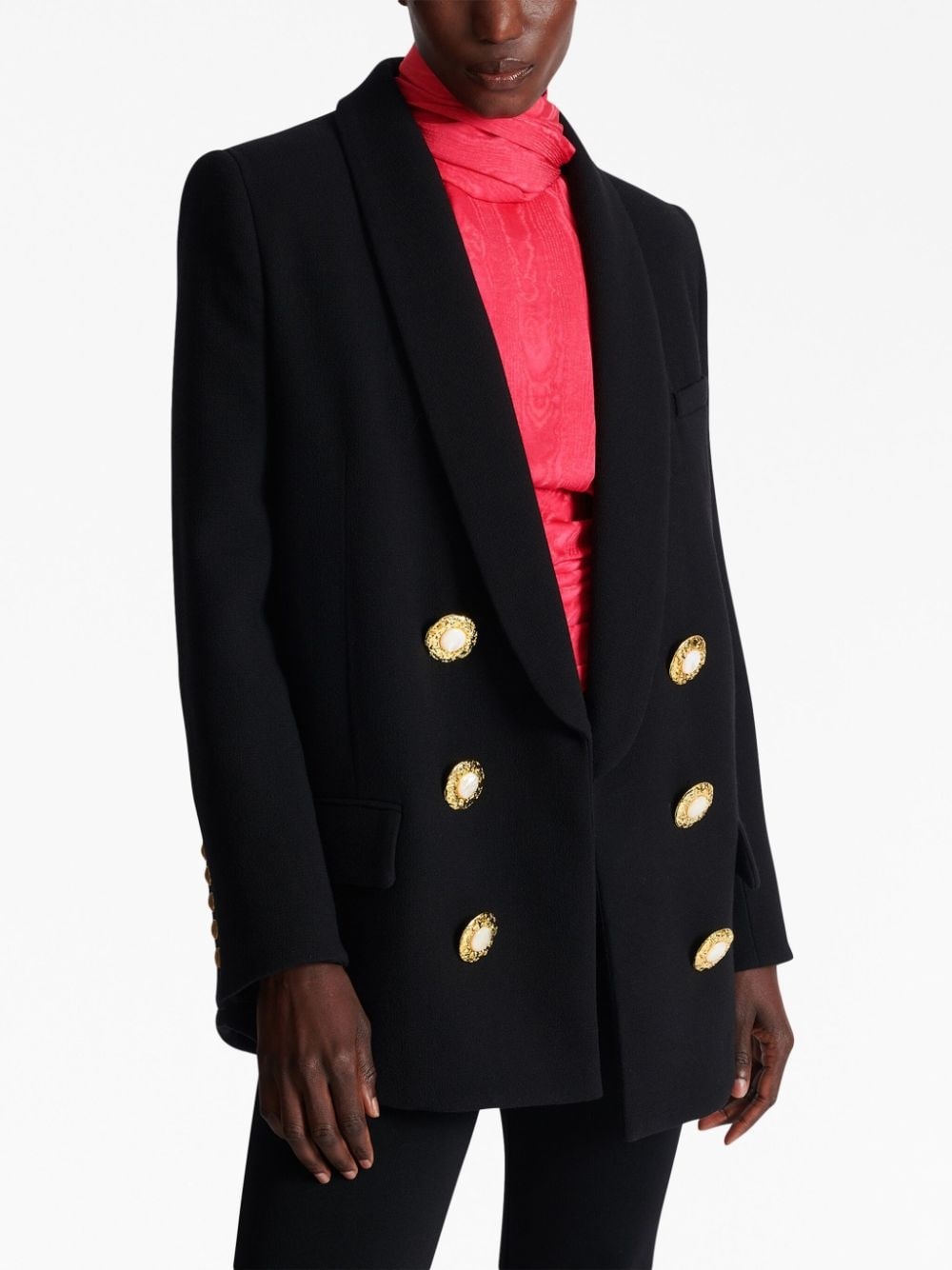 button-fastening double-breasted jacket - 7