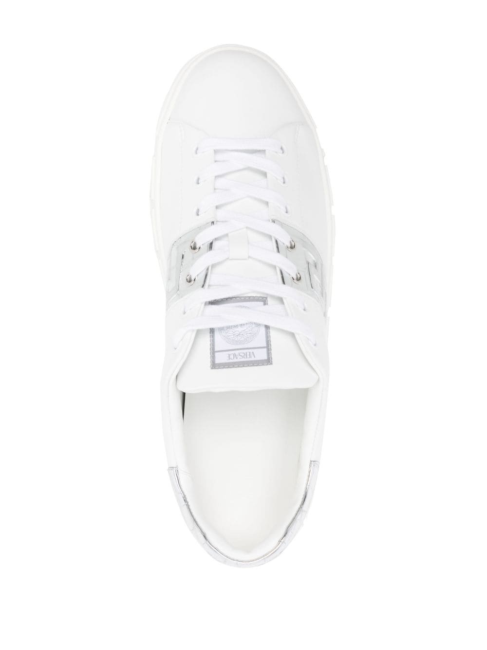 Greca-detail leather sneakers - 4