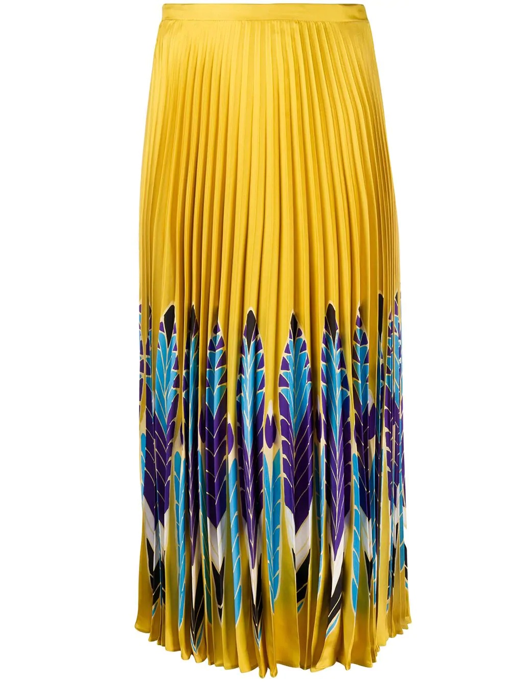 feather print pleated midi skirt - 1