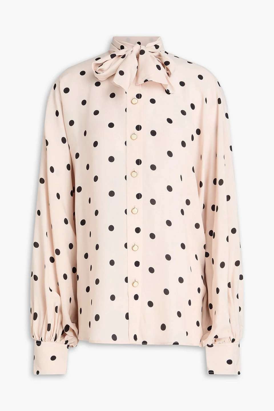 Pussy-bow polka-dot crepe de chine blouse - 1