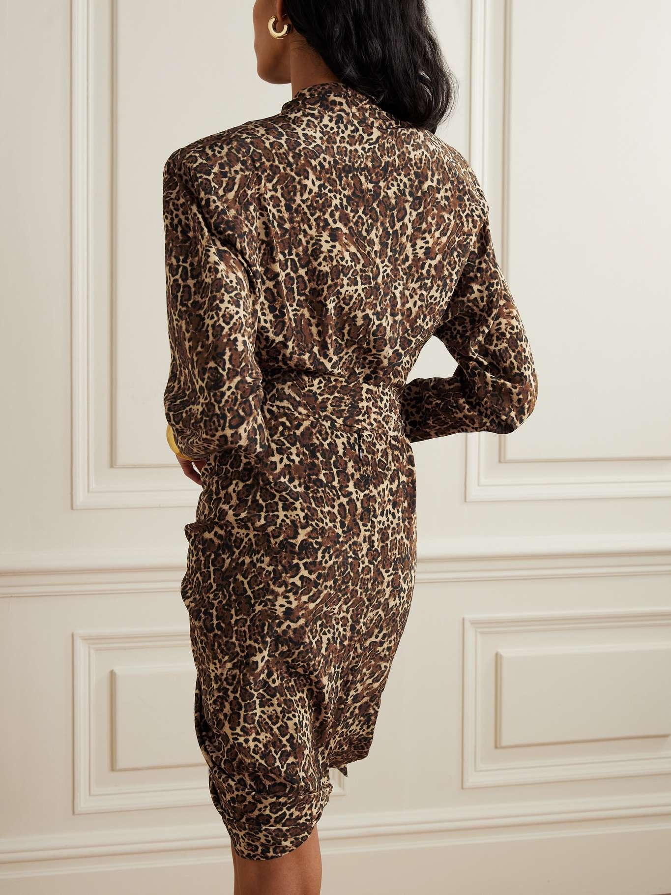 Cleora asymmetric belted leopard-print stretch-silk dress - 3