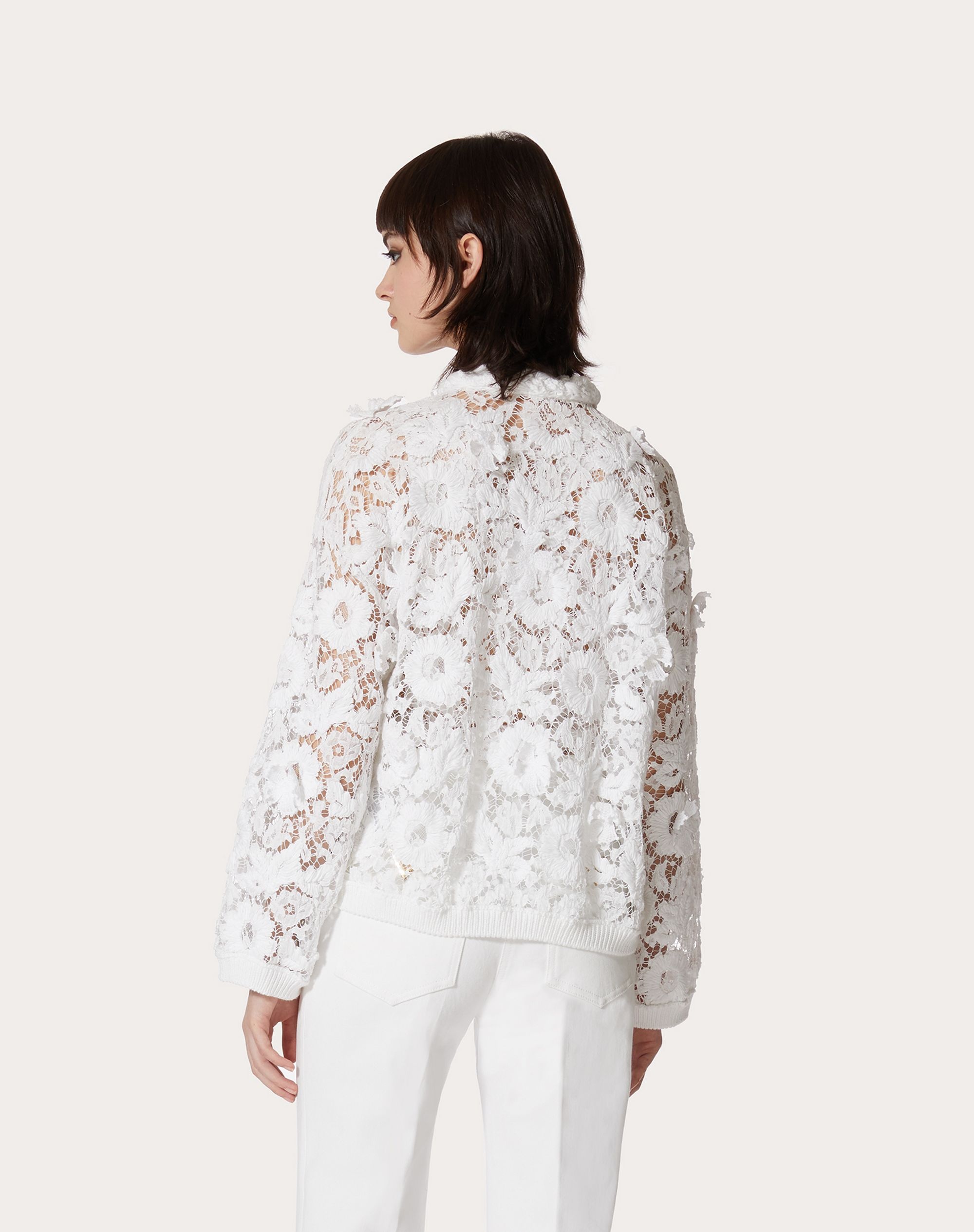 CARDIGAN IN COTTON AND EMBROIDERED LACE - 4