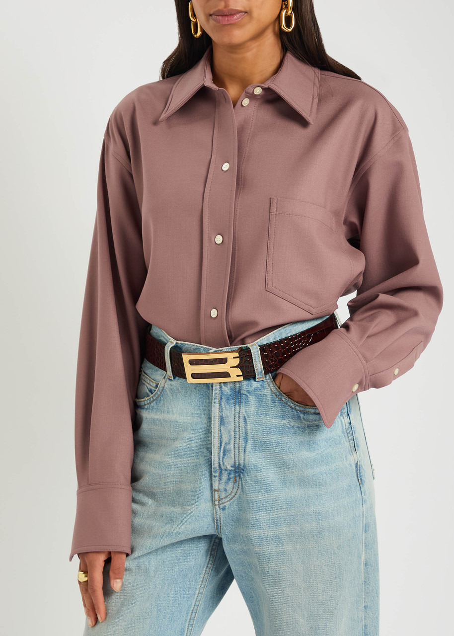 Victoria Beckham Jumbo Frame Crocodile-effect Leather Belt - 2