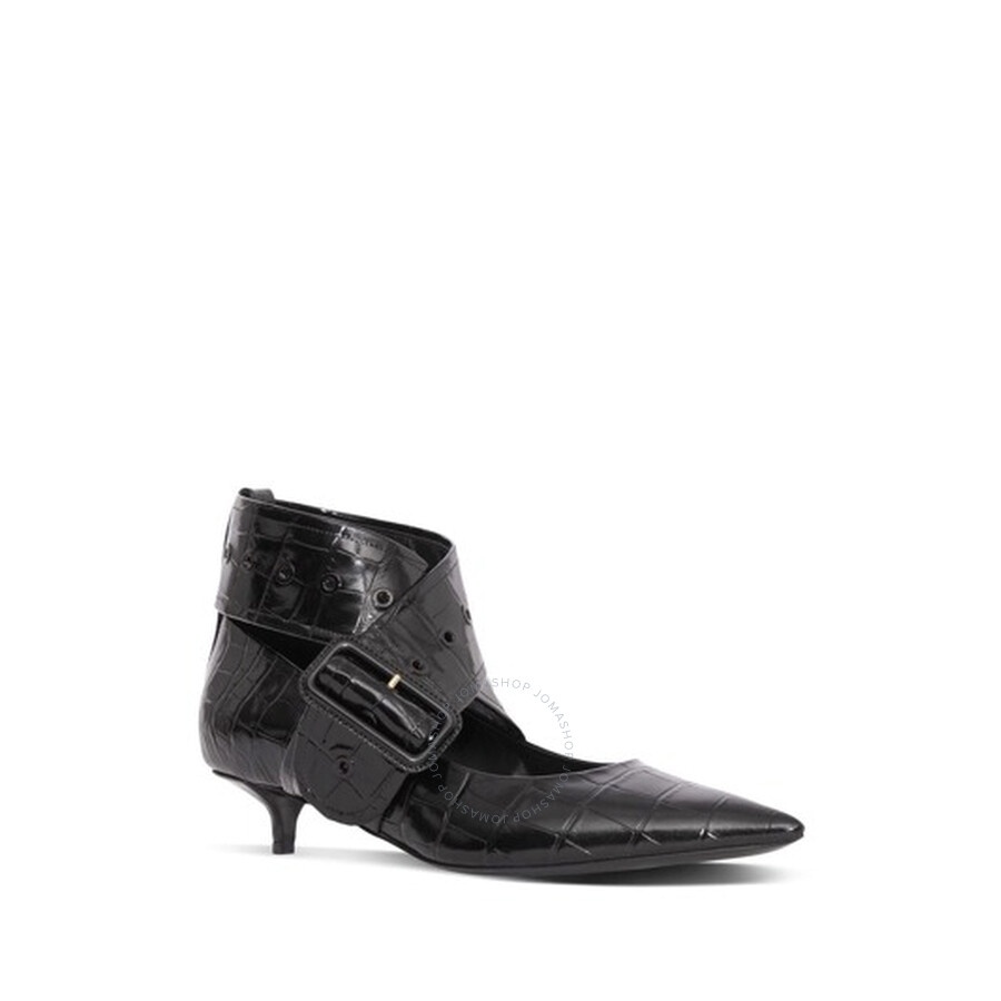 Burberry Kitten-Heel Point-Toe Embossed Leather Pumps - 2