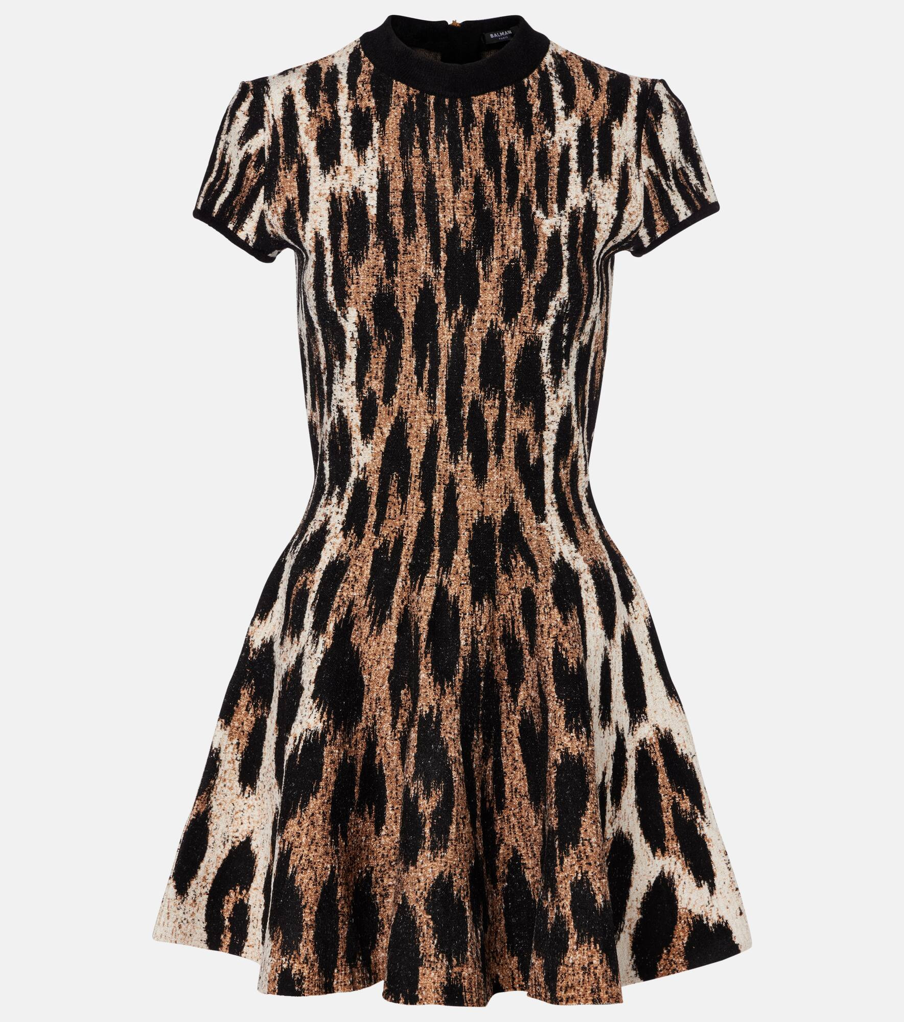 Leopard-print jacquard minidress - 1