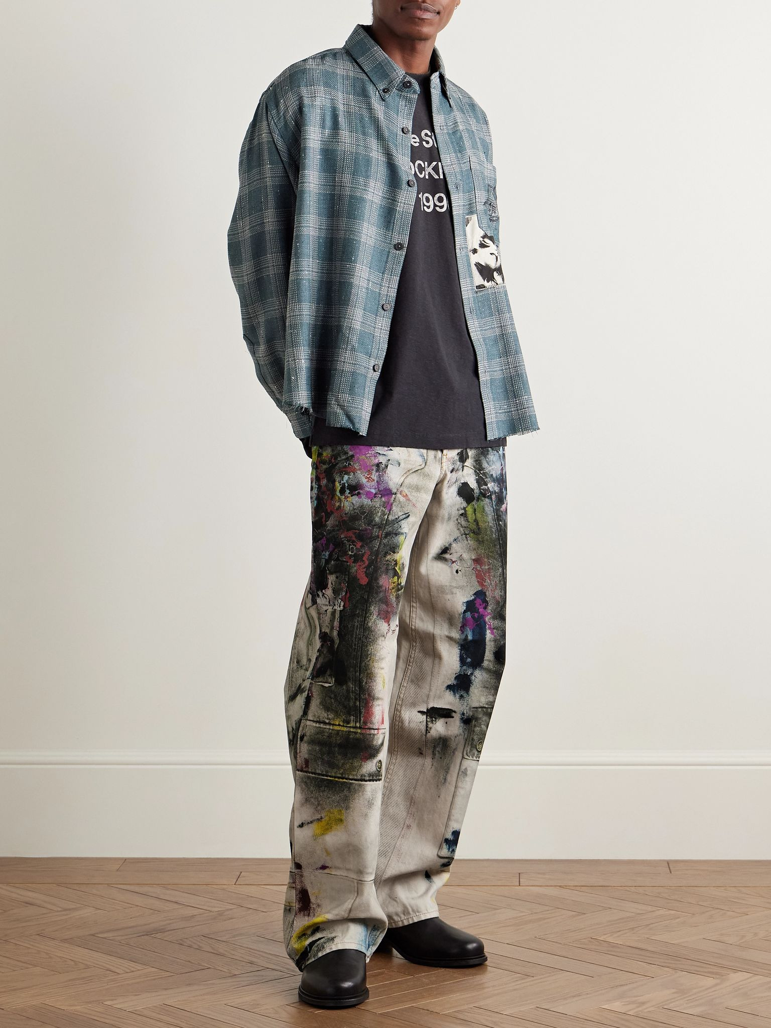 1981 Wide-Leg Trompe L'oeil Printed Jeans Off-white - 2