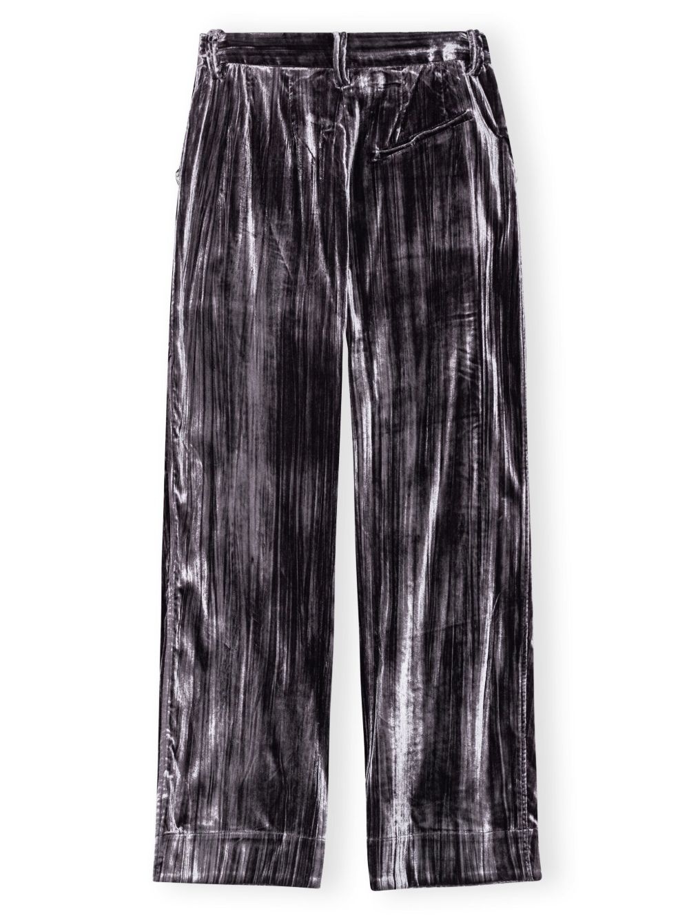 striped velvet-finish straight-leg trousers - 5