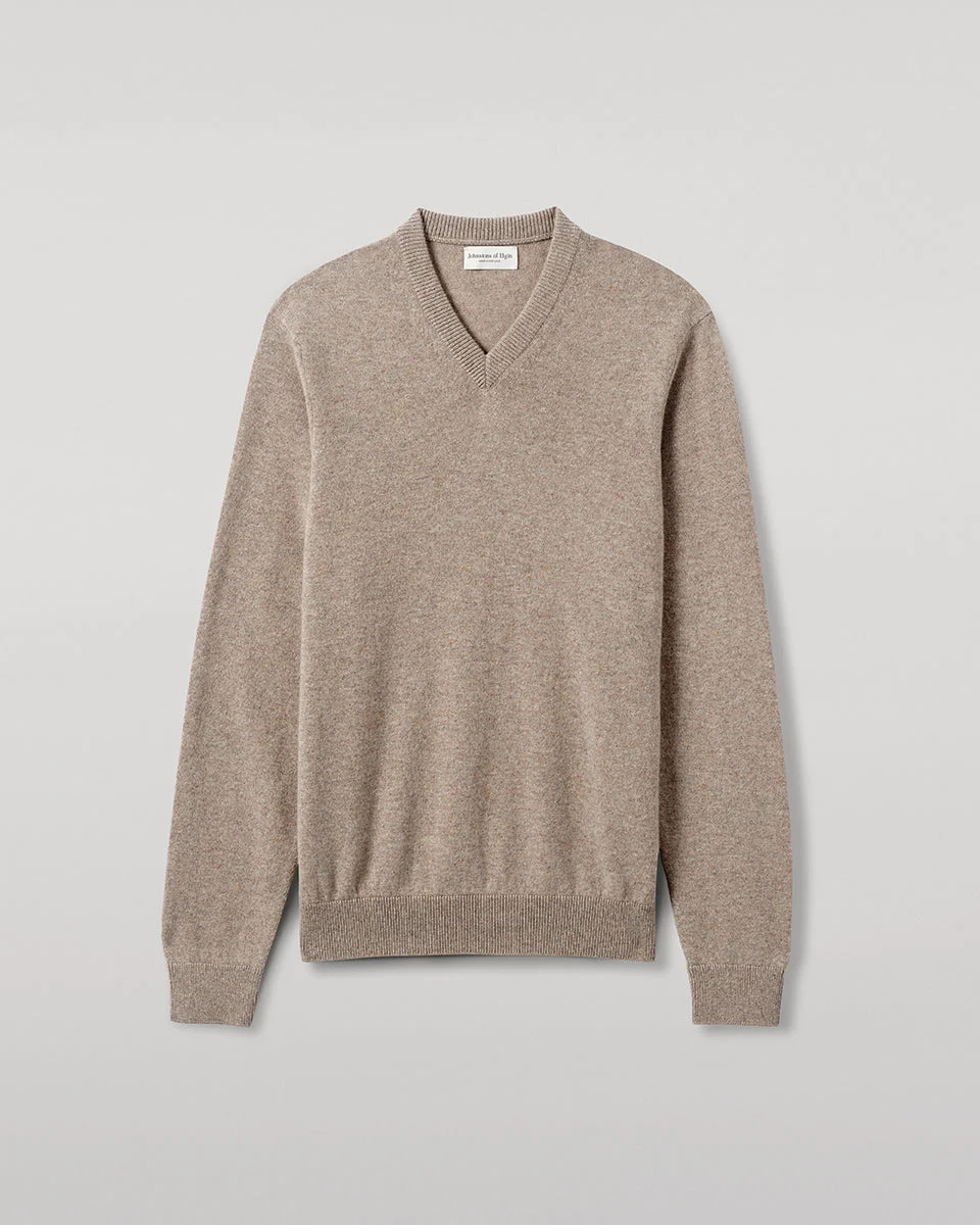 Classic Cashmere Brown V Neck Jumper - 1