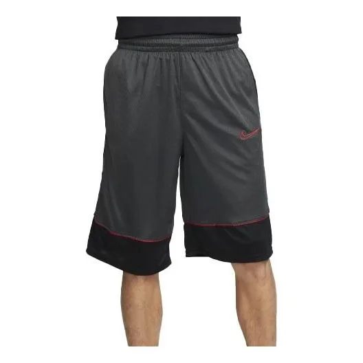 Men's Nike Dri-FIT Contrast Color Stitching Elastic Waistband Sports Black Gray Shorts BV9453-070 - 1