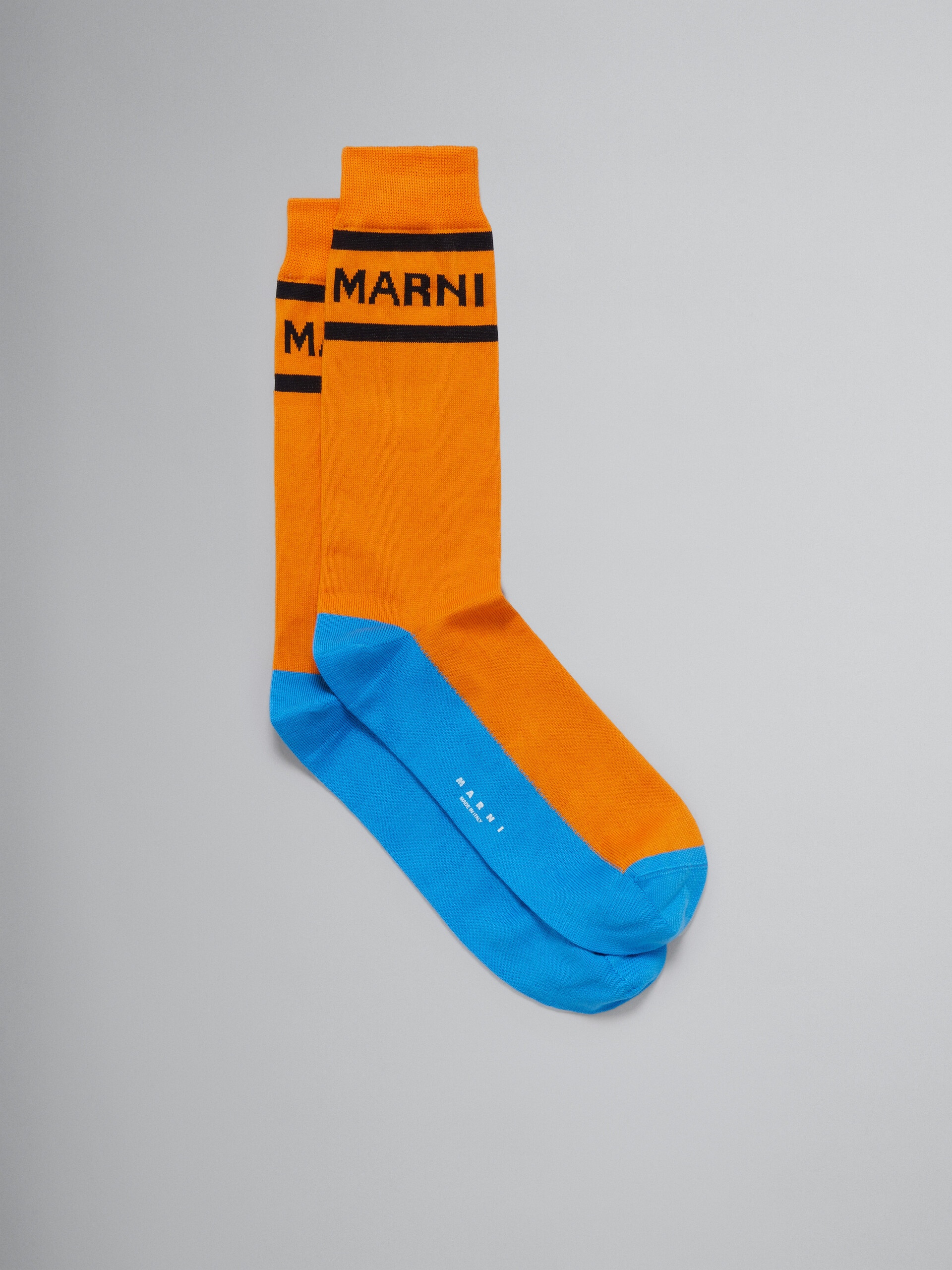ORANGE COTTON SOCKS WITH LOGO - 1