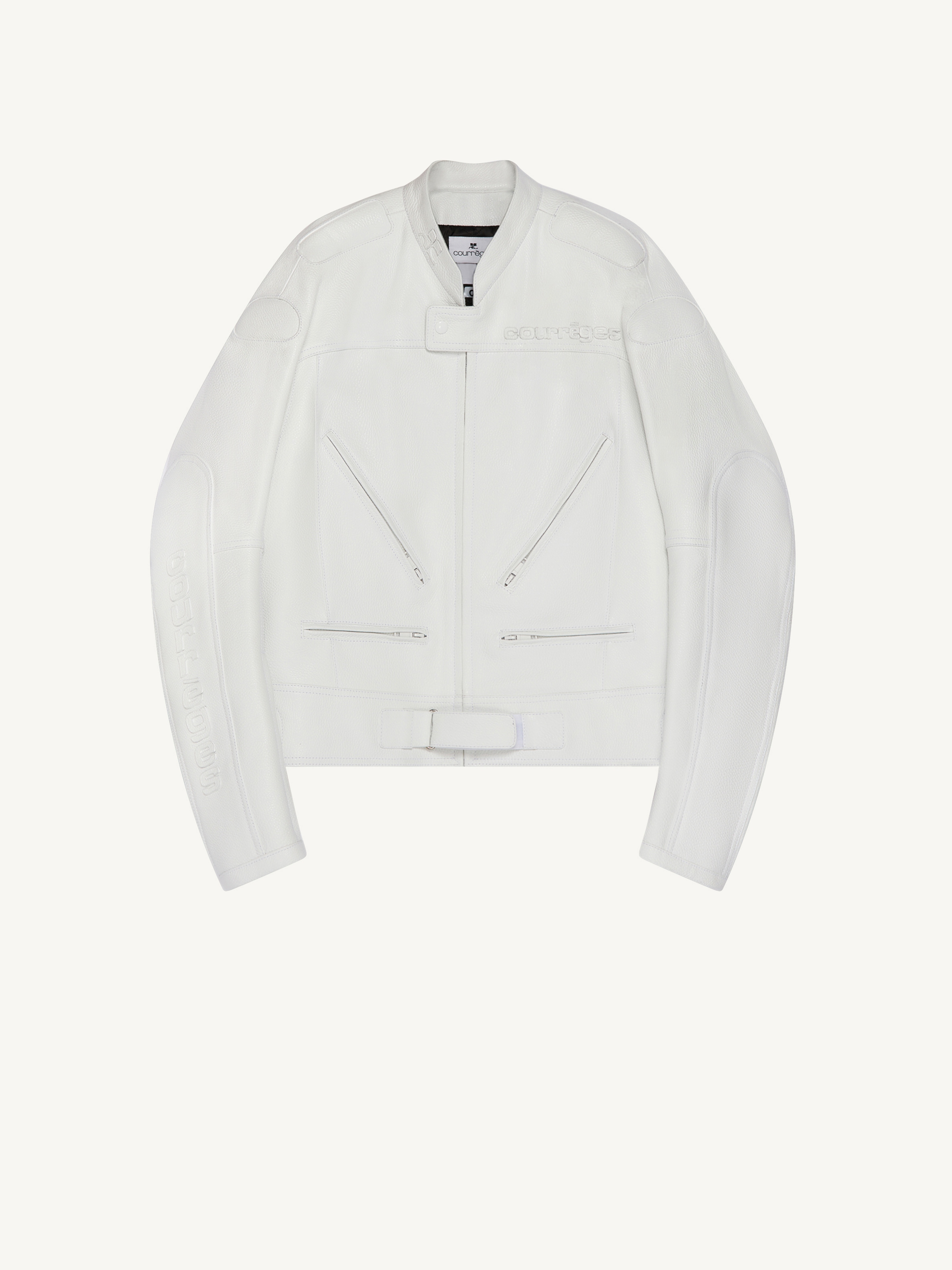 BLOUSON RACER WHITE LEATHER - 1
