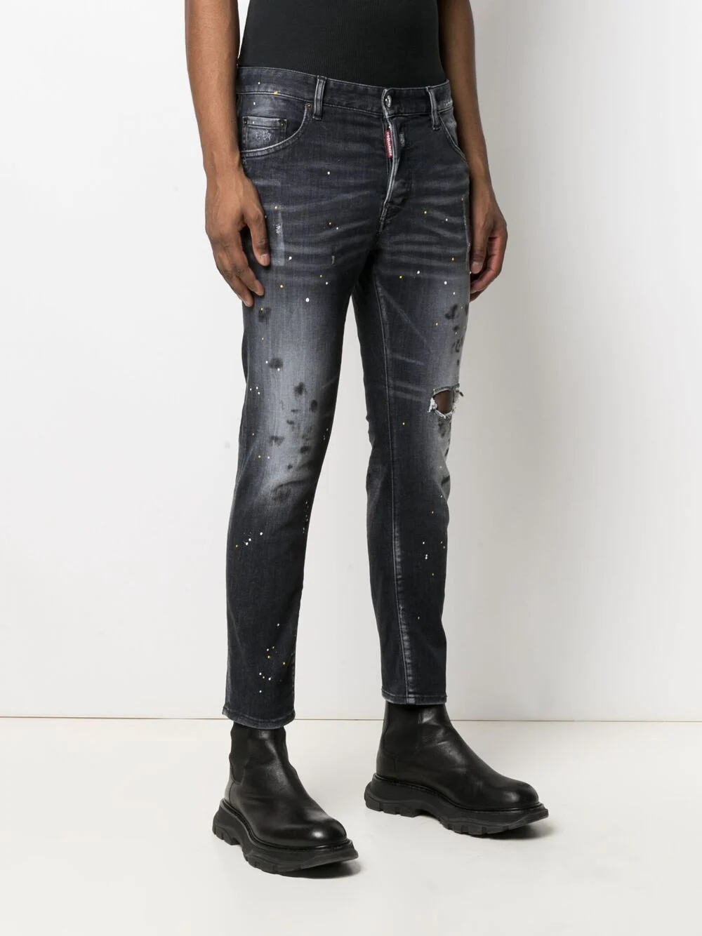 faded paint splatter jeans - 3