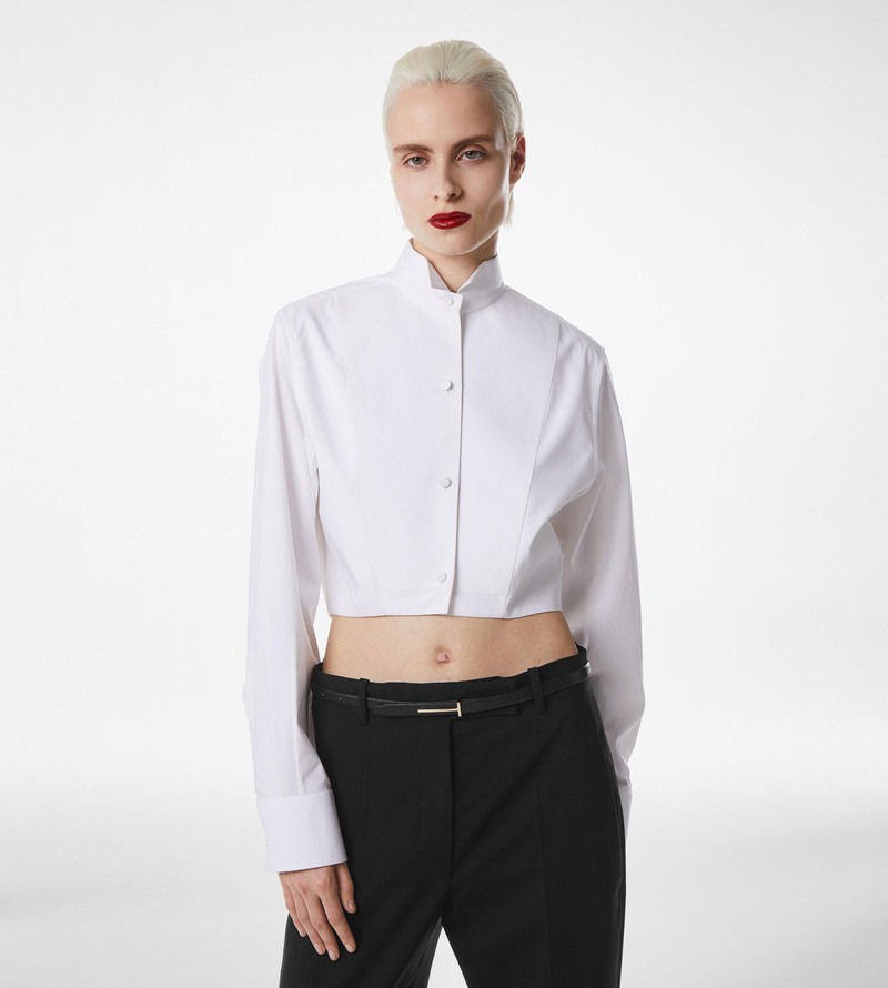 BONDED COTTON SILK BLEND POPLIN CROPPED SHIRT 3