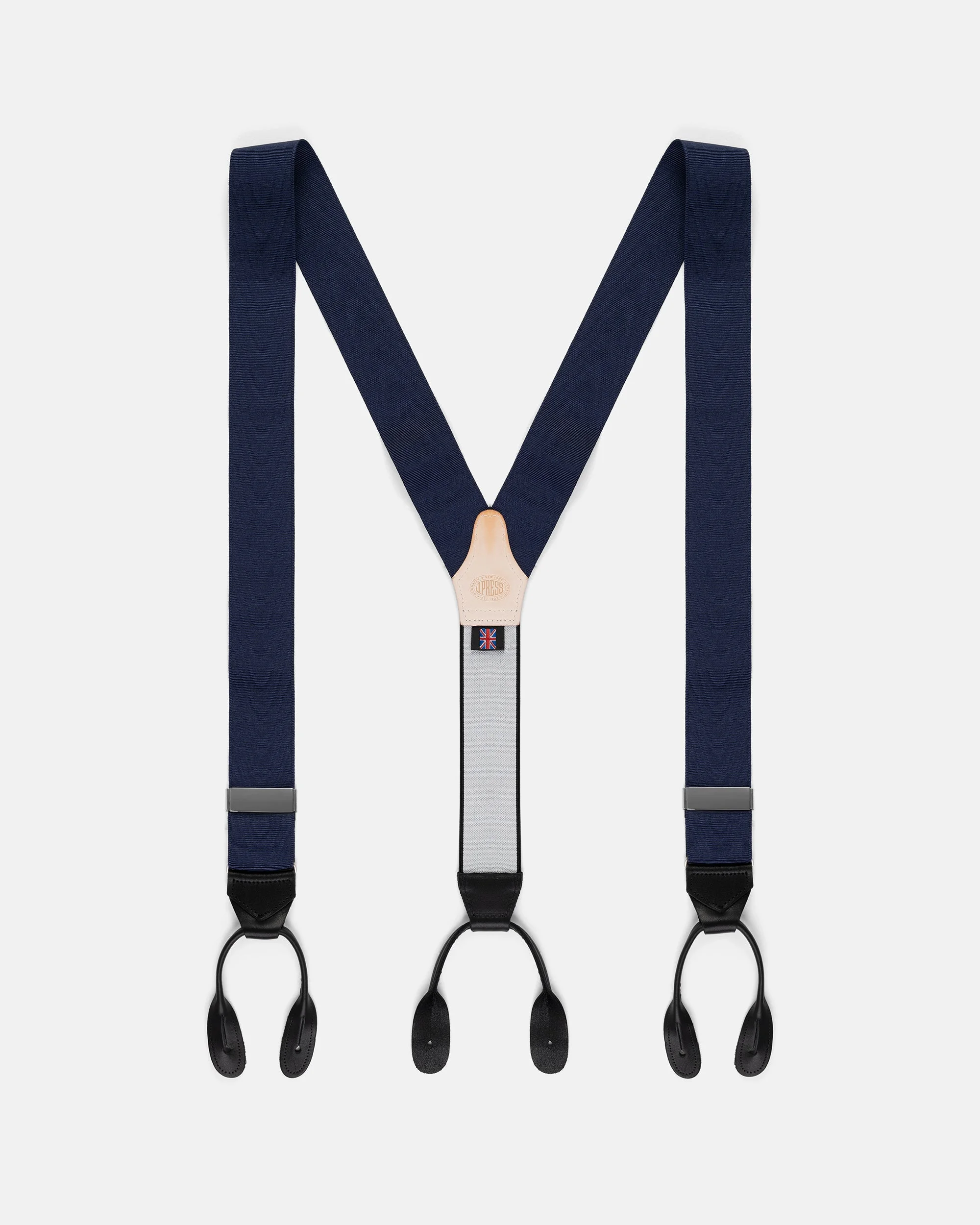 MADE-IN-ENGLAND NAVY SILK MOIRE BRACES - 1