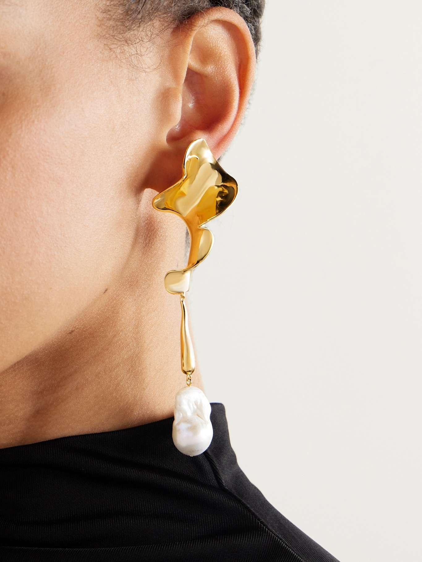 Tidal gold-plated faux pearl earrings White - 4