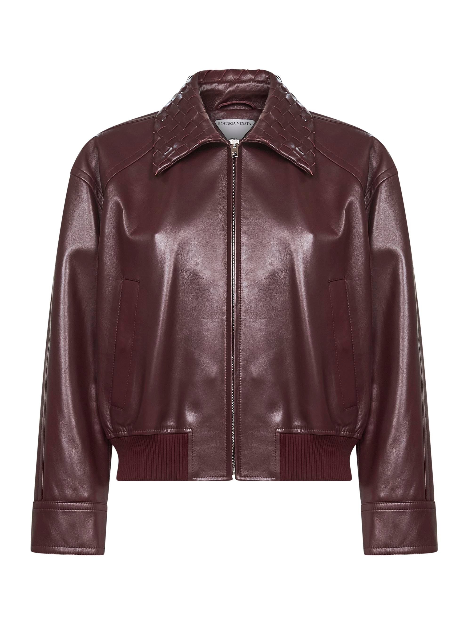 Bottega Veneta Women Burgundy Nappa Leather Blouson - 1