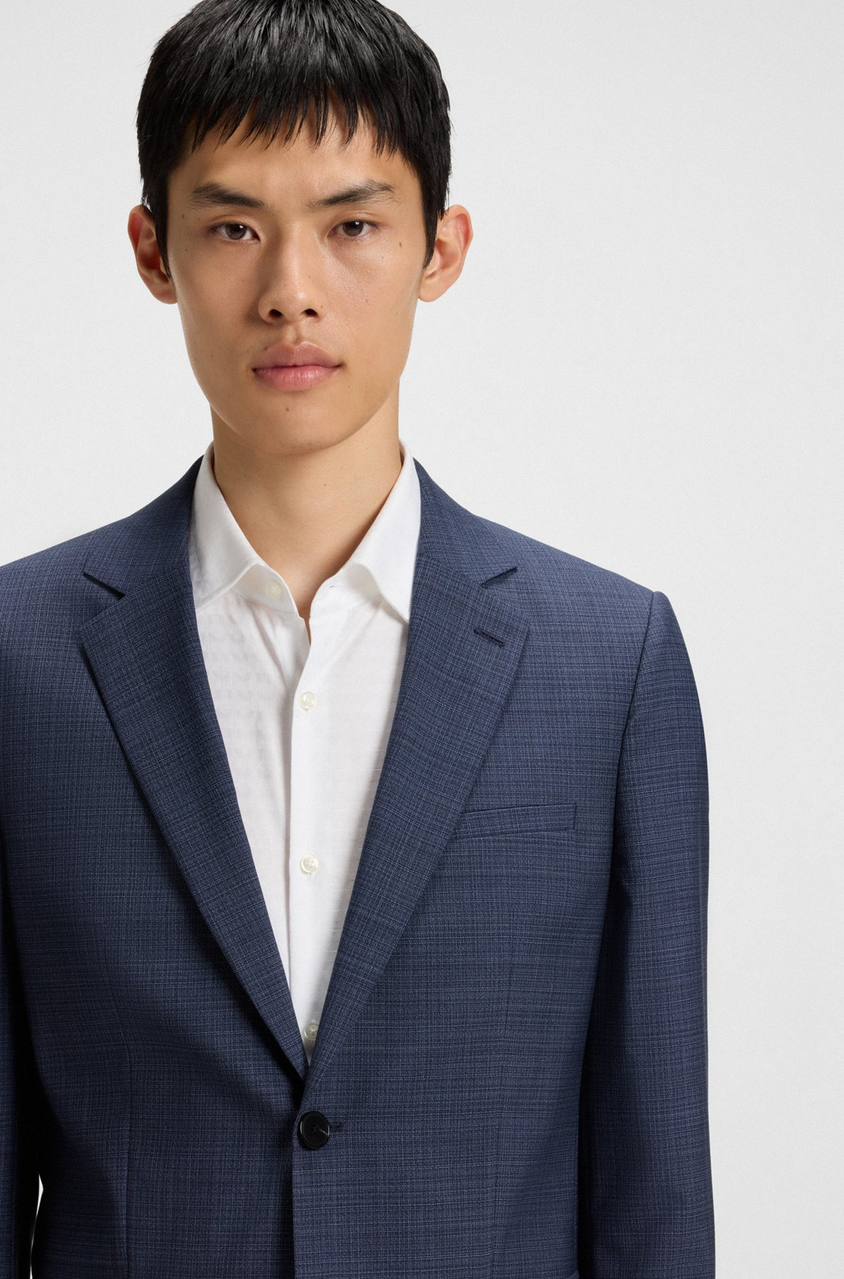 EXTRA-SLIM-FIT BLAZER IN MOULINÉ VIRGIN WOOL - 5