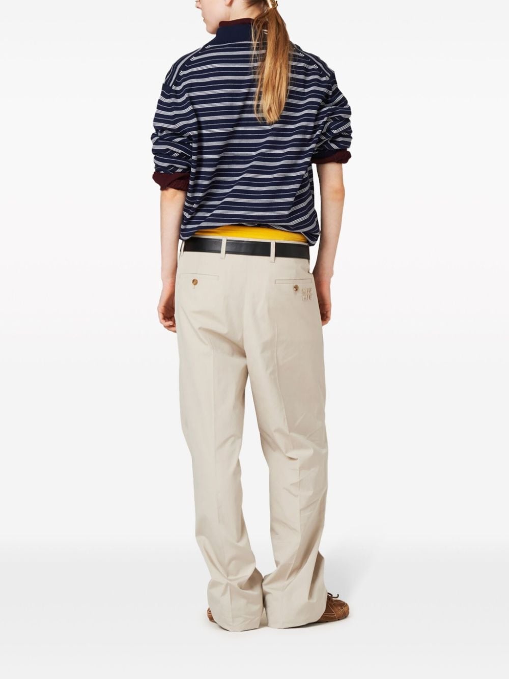 logo-print striped polo shirt - 3