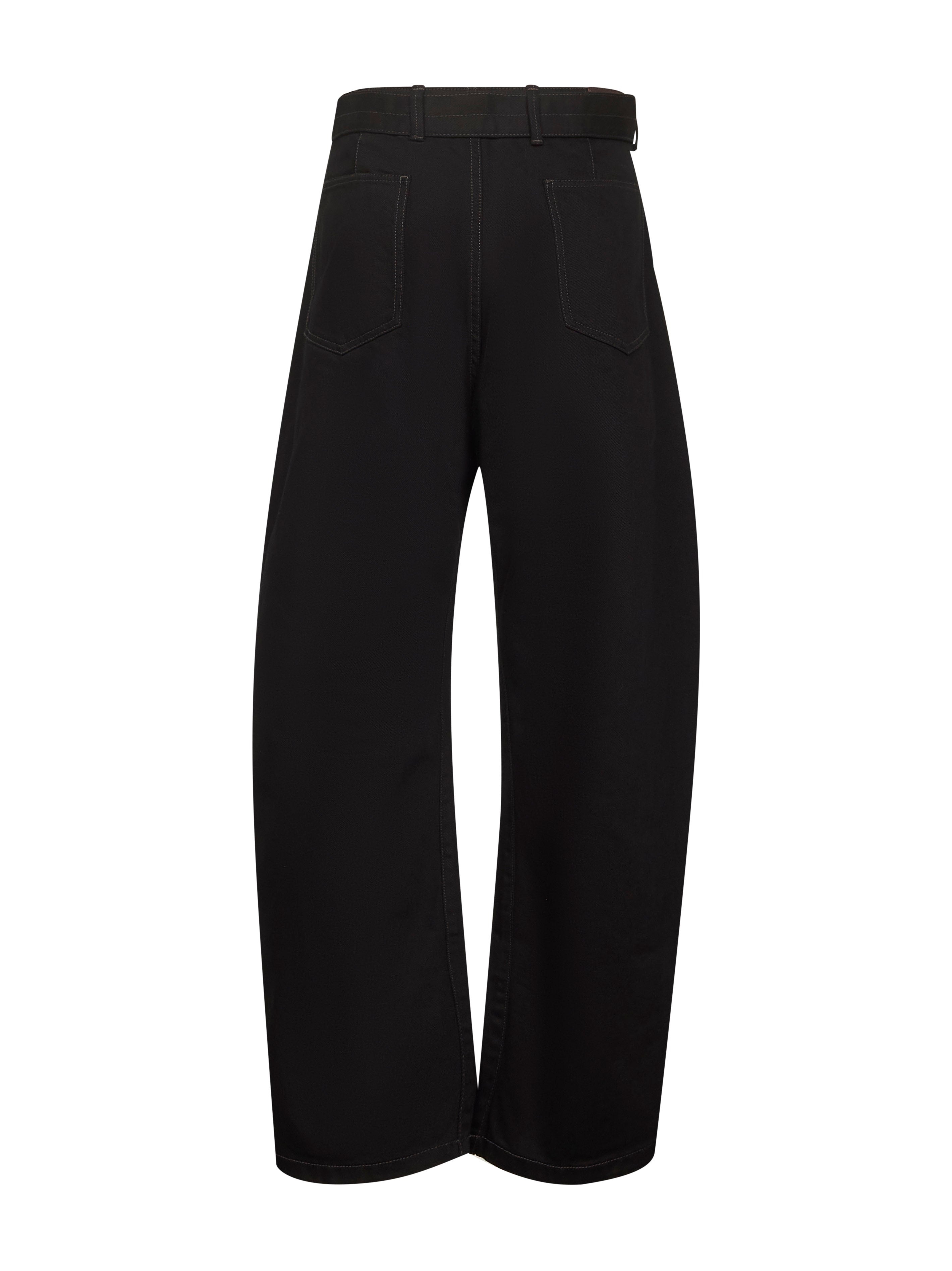 Black twill Twisted belted trousers - 2