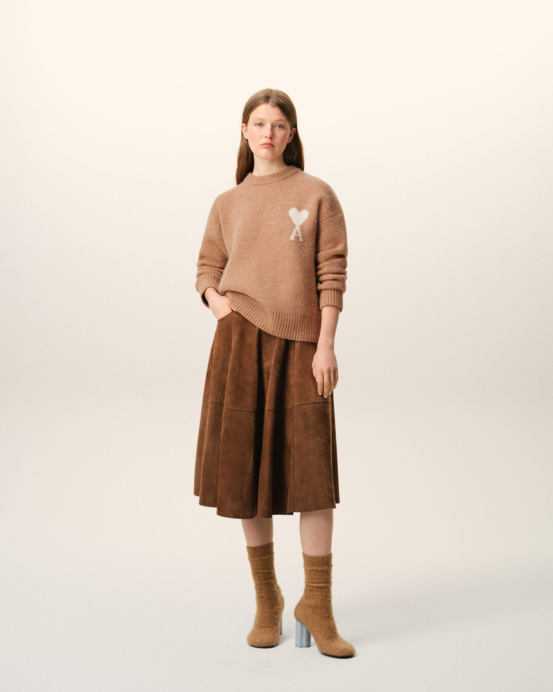 AMI Paris BROWN ALPACA AMI DE COEUR CREWNECK SWEATER outlook