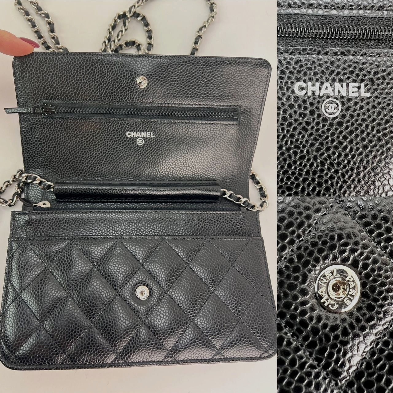 Chanel Quilted Caviar Calfskin Wallet on a Chain Clutch - 6