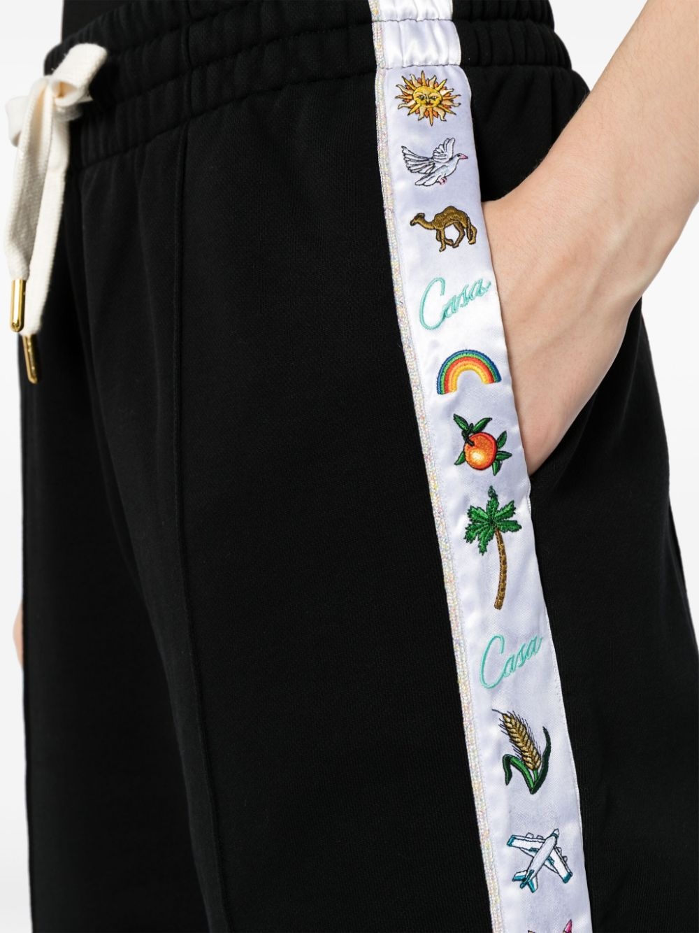 logo-tape organic cotton track pants - 5