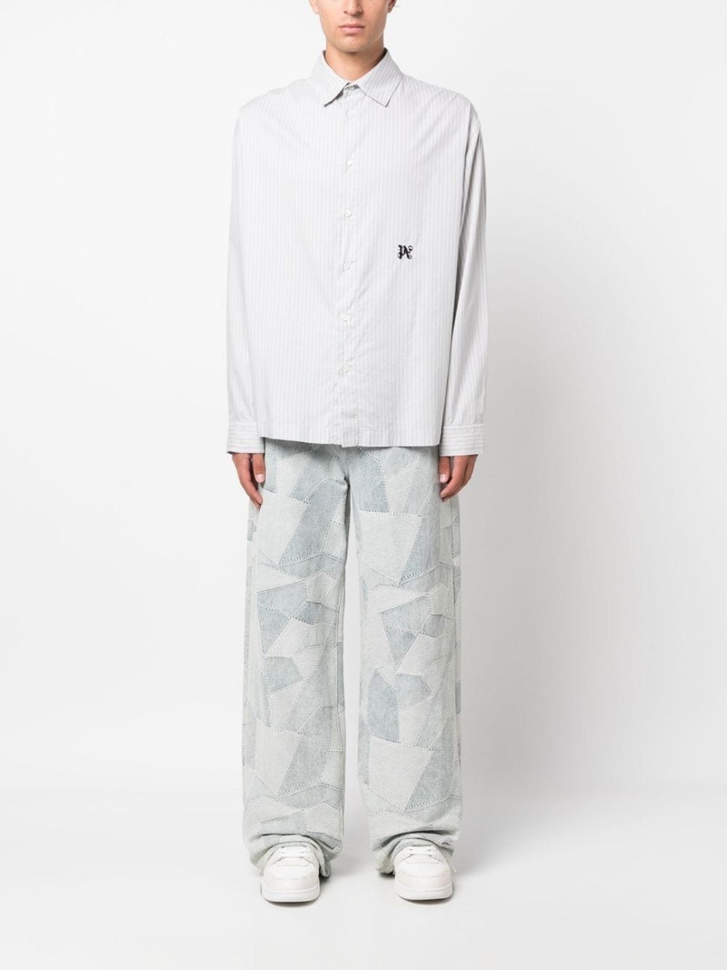 Palm Angels monogram-embroidered striped shirt outlook