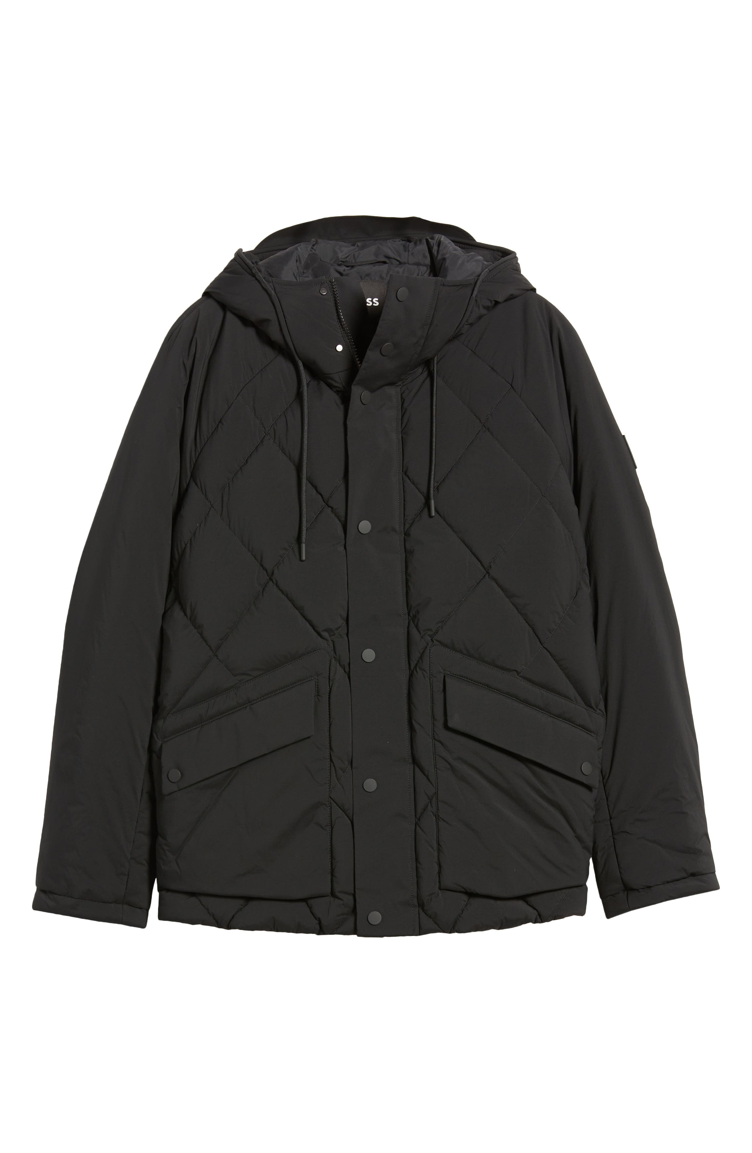 BOSS Cixus Quilted Hooded Down Coat in Black at Nordstrom - 6