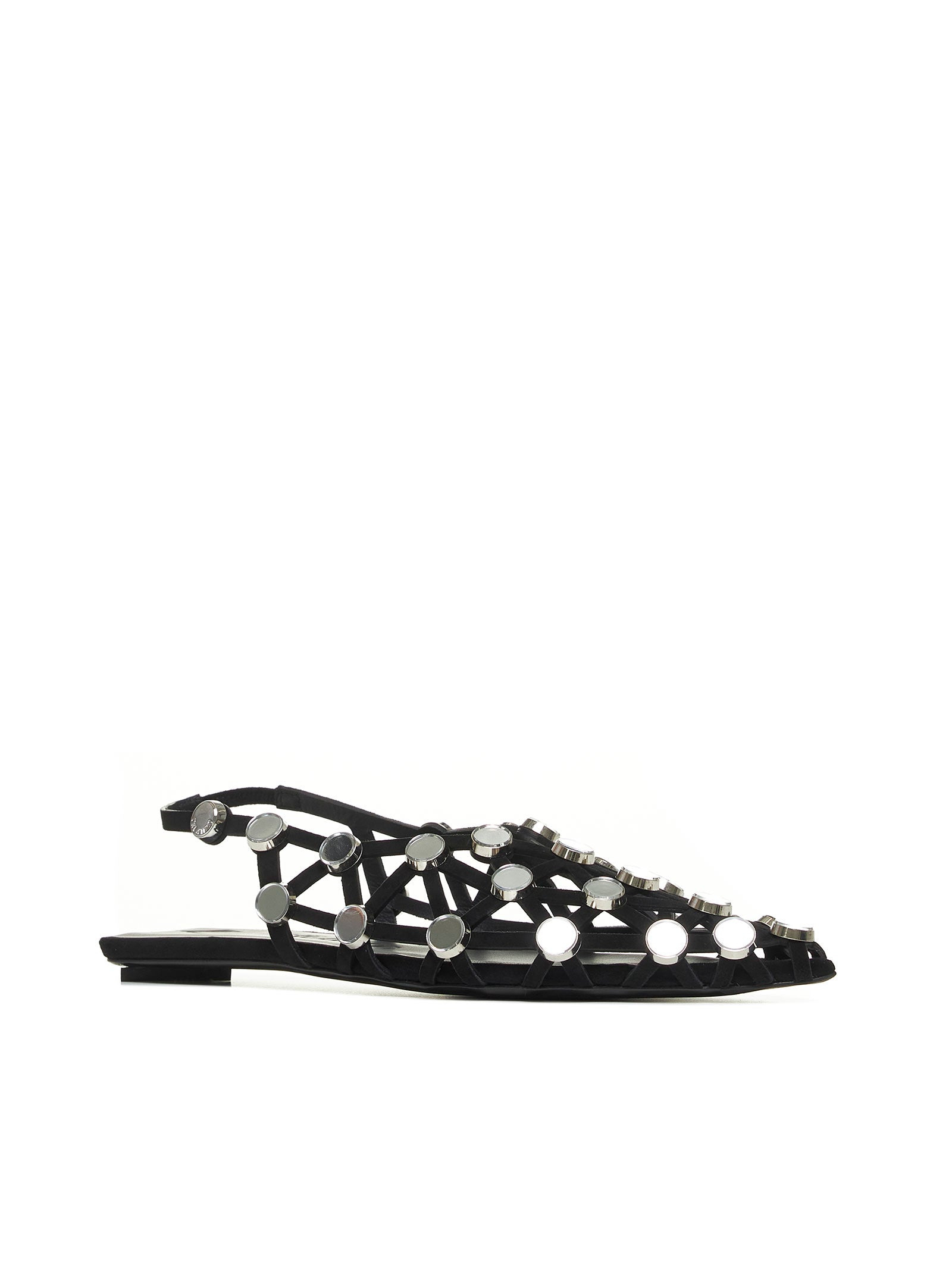 Black suede  Grid  ballet flats - 2