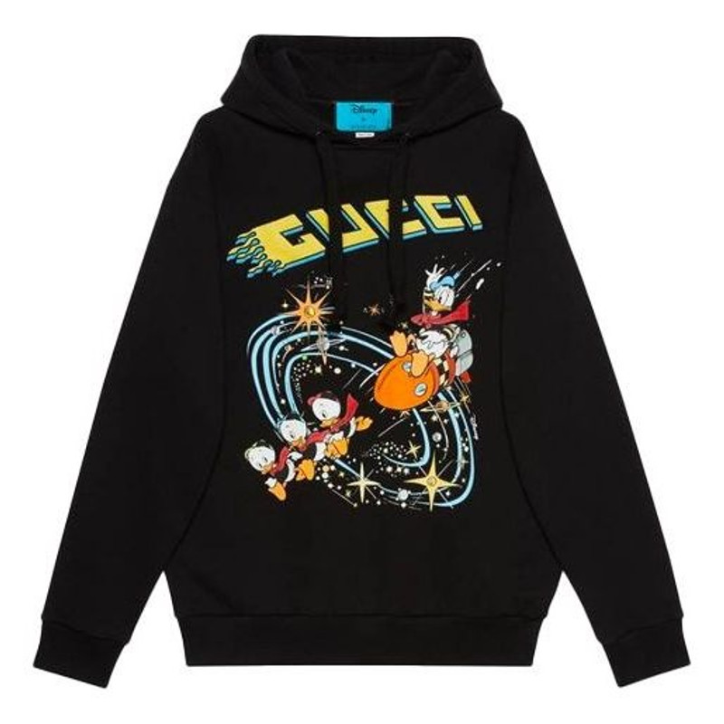 (WMNS) Gucci x Disney Joint SS21 Cartoon Donald Duck Printed Hoodie For Black 615061-XJDC6-1043 - 1