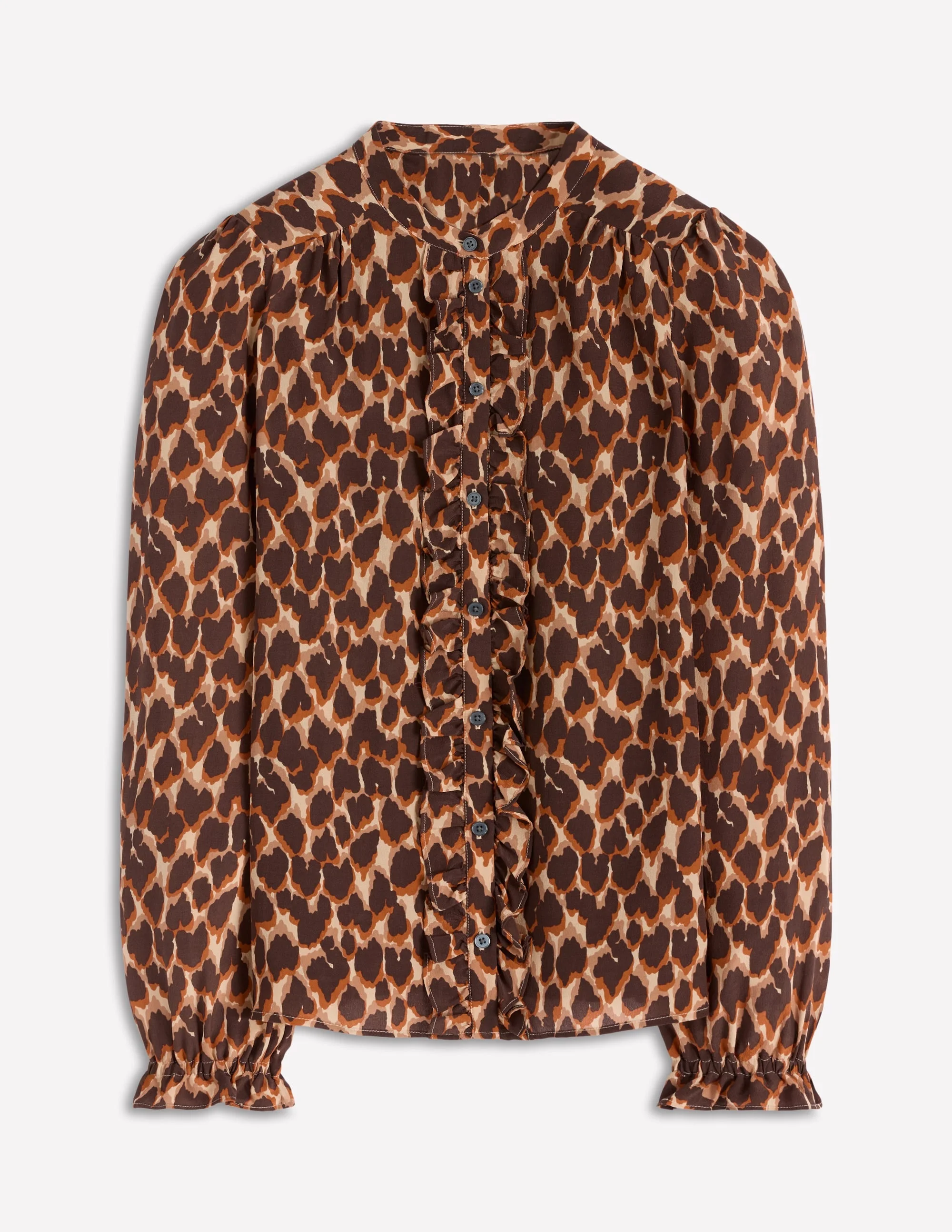 Alice Frill Front Silk Top-Leopard Spots - 1
