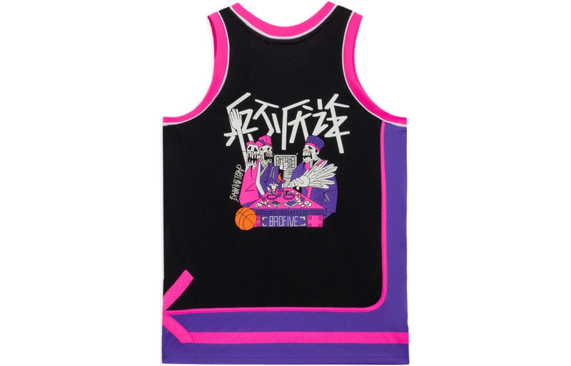 Li-Ning Li-Ning BadFive Cartoon Graphic Basketball Jersey 'Black Pink Purple' AAYS033-2 outlook