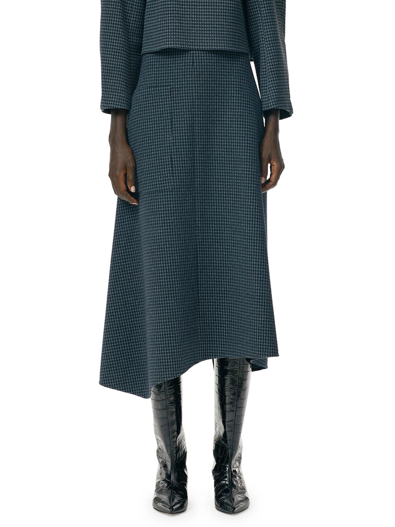 Women's Camille Check Origami Faux-Wrap Skirt - Grey Check 1