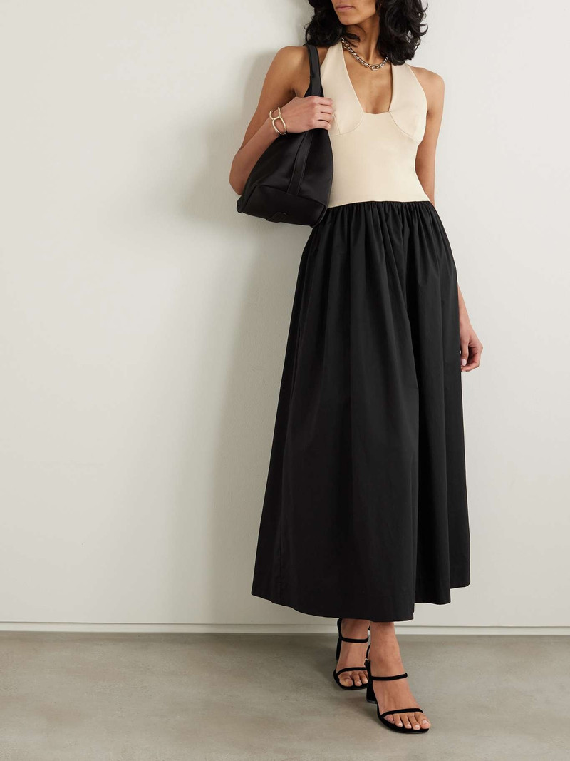 ESSE Studios + NET SUSTAIN two-tone stretch-knit and organic cotton-poplin halterneck maxi dress outlook