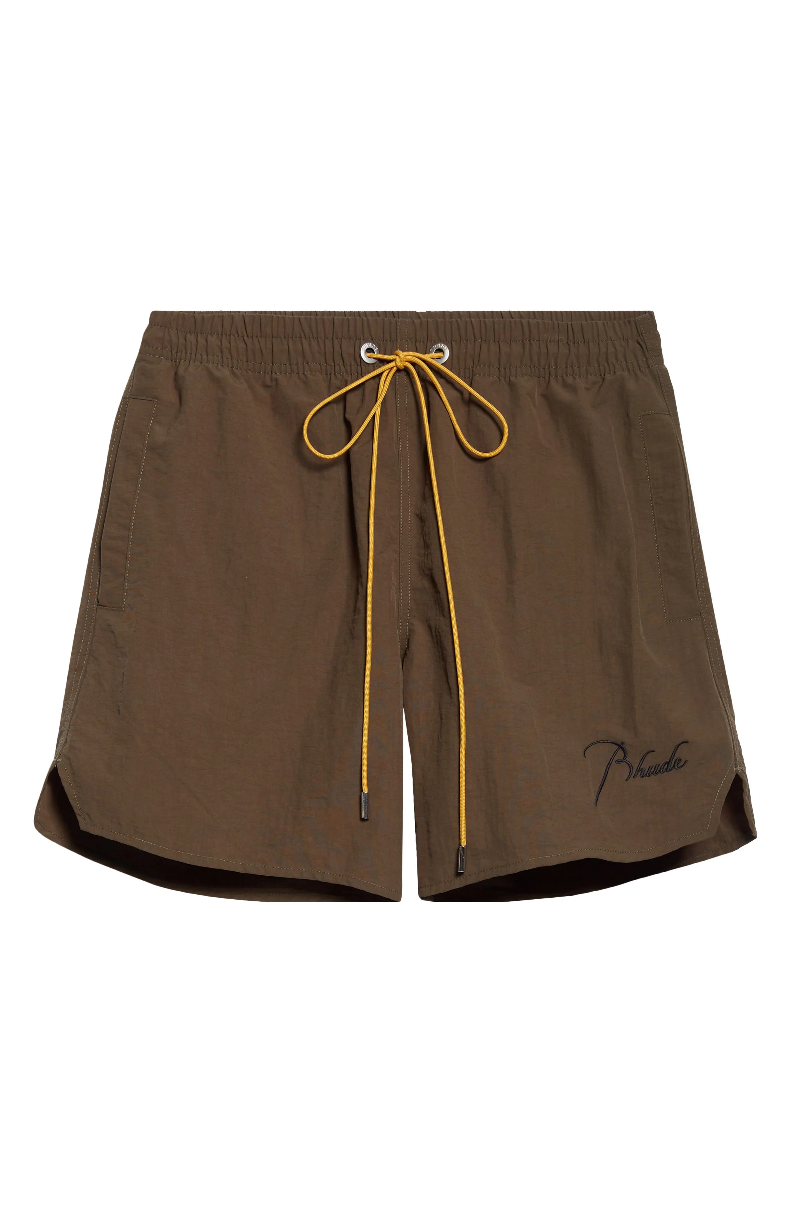 Rhude Radiator Nylon Swim Trunks in Moss Green/Black at Nordstrom - 1