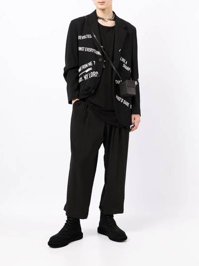 Yohji Yamamoto slogan-pattern lambswool blazer outlook