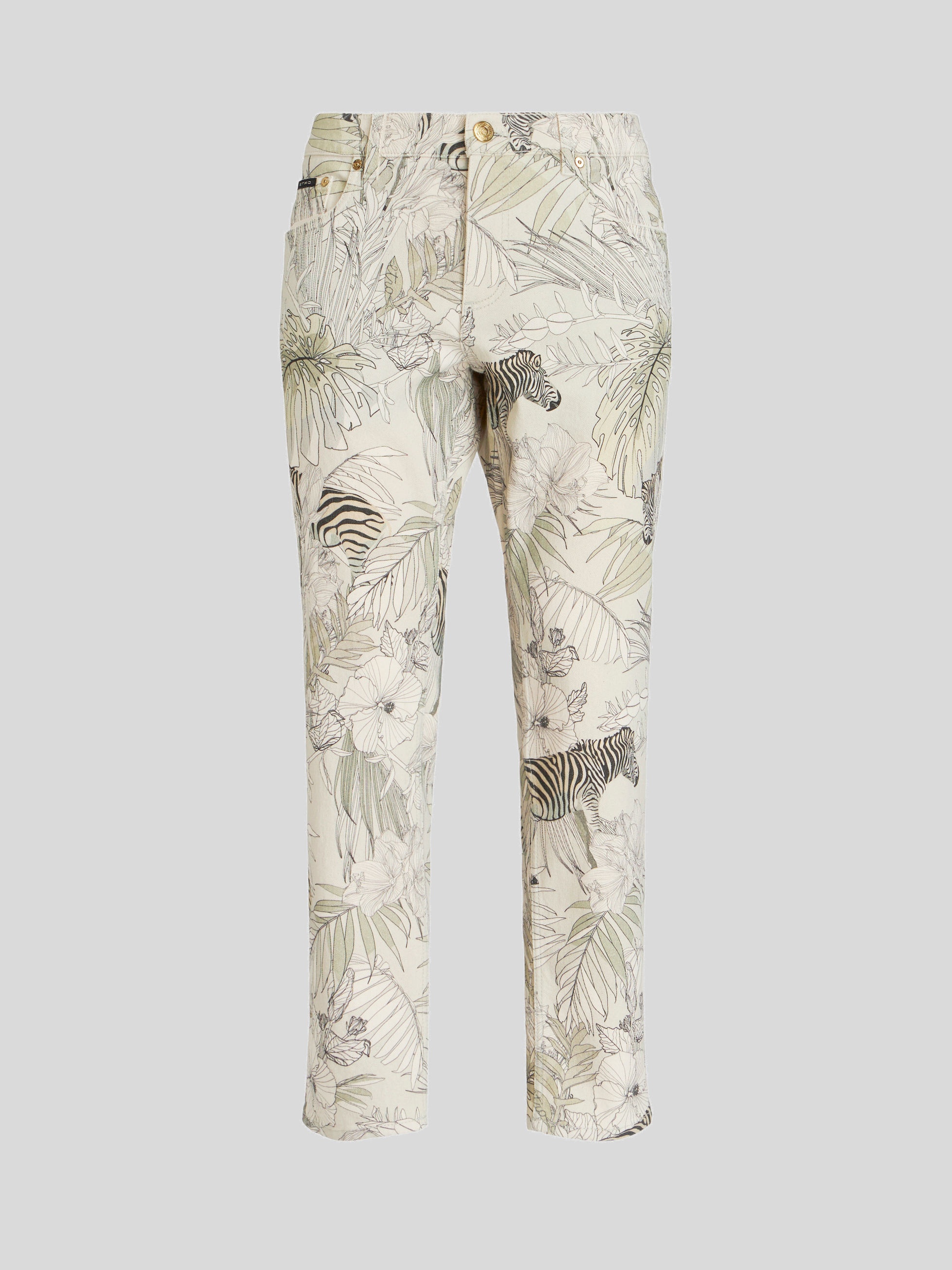 JEANS WITH TROPICAL PRINT AND ZEBRAS - 1