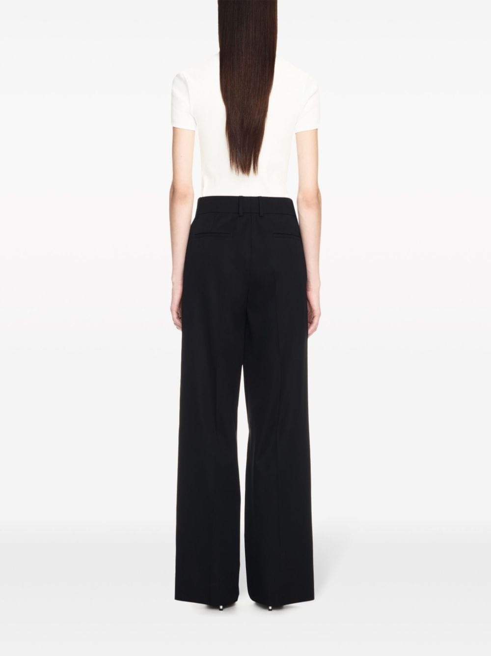 wool straight-leg trousers - 4