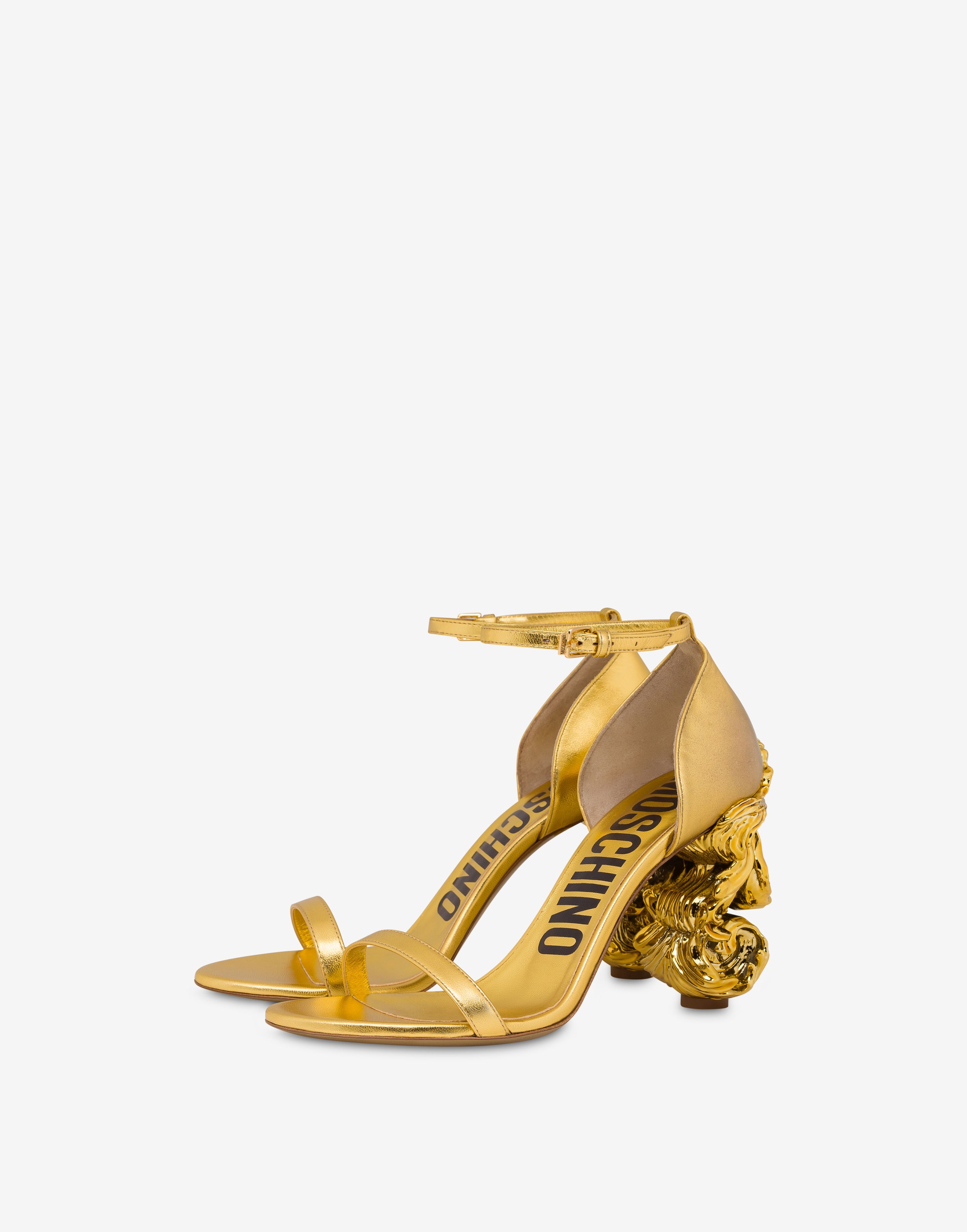 FLOURISH HEEL LAMINATED SANDALS - 1