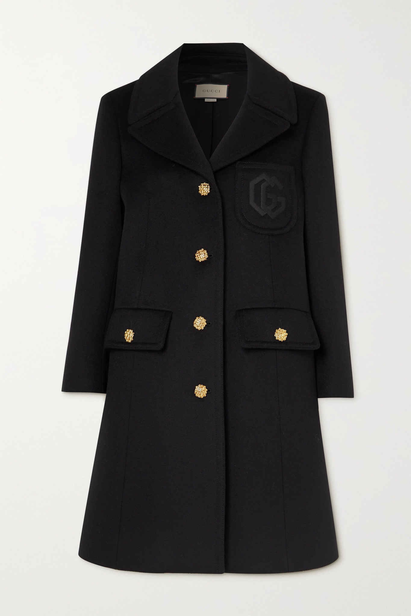 Embroidered wool coat - 1