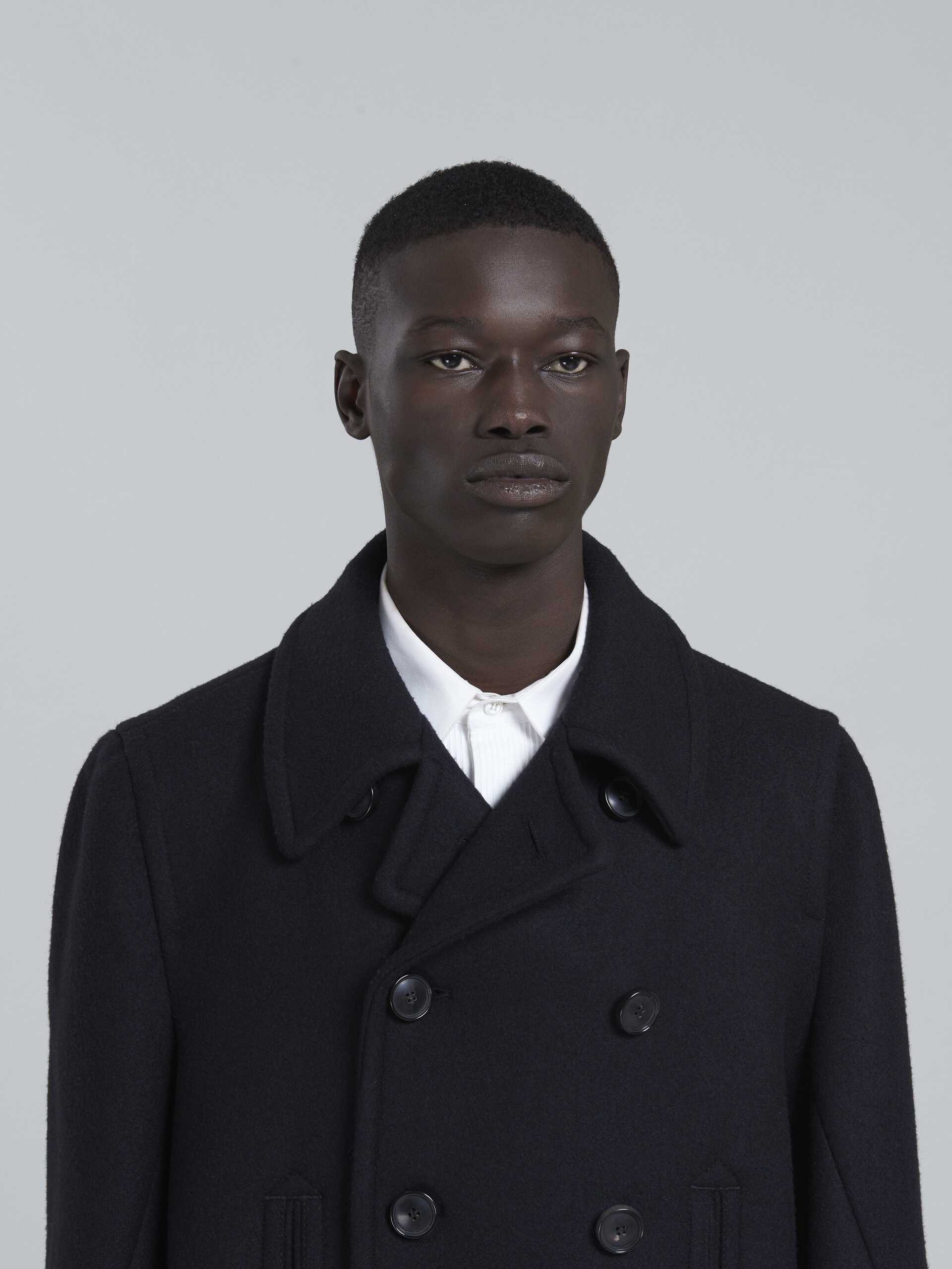 BLACK DOUBLE-BREASTED PEACOAT - 4