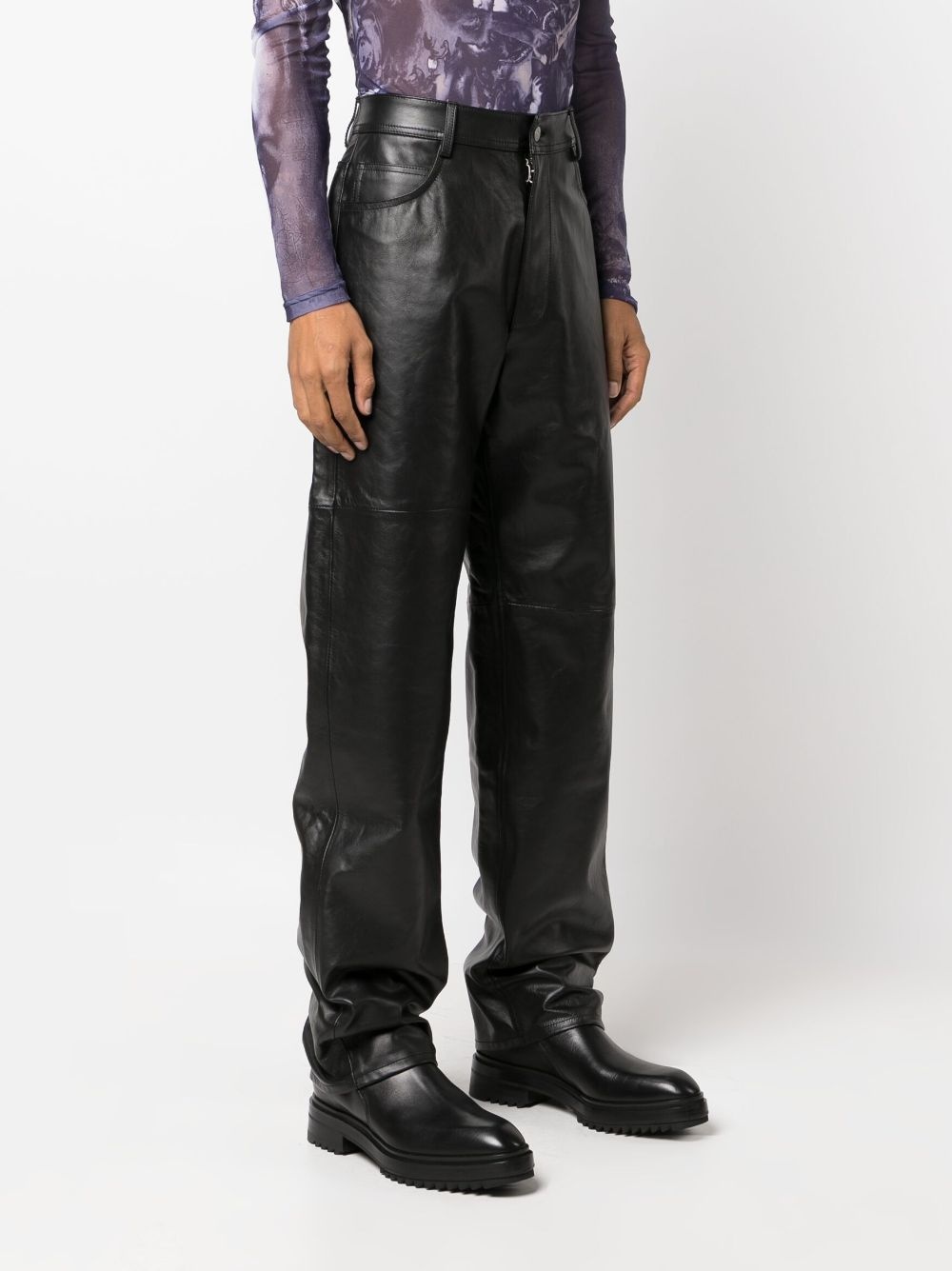 loose-fit leather trousers - 3