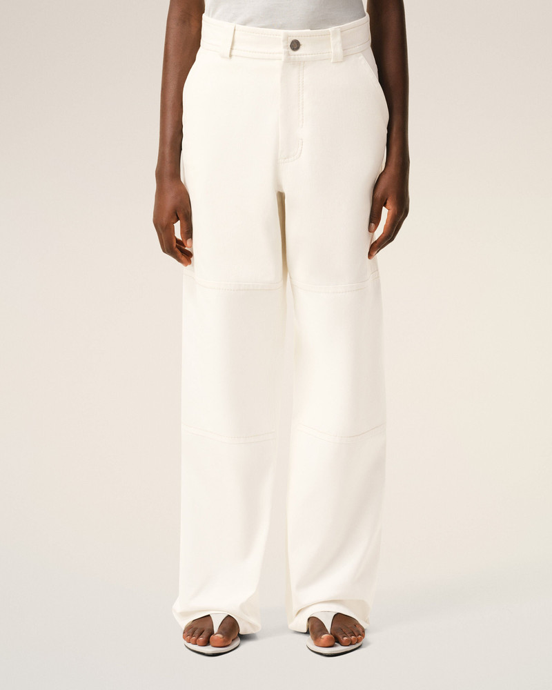 WHITE COTTON WORKER TROUSERS 3