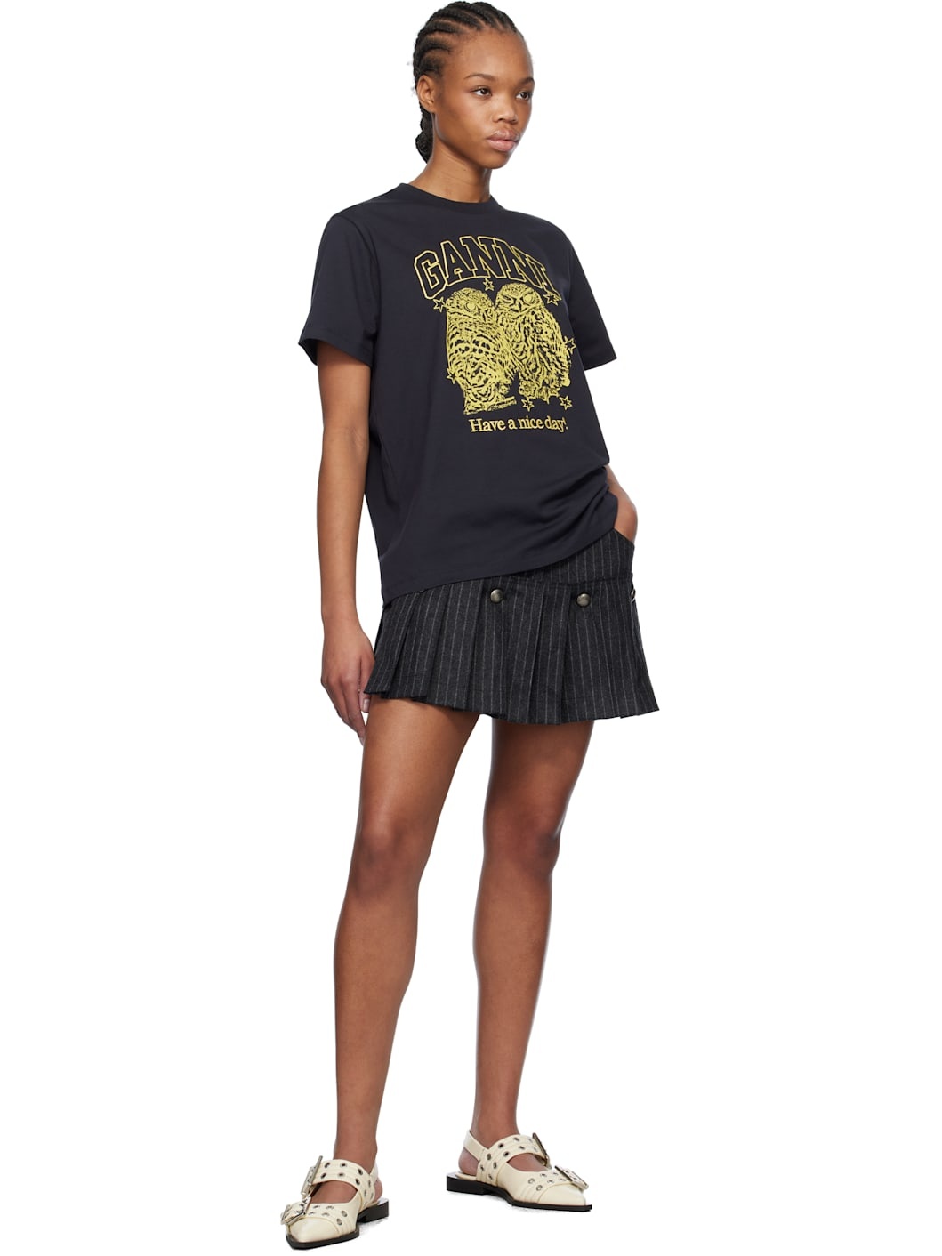 Black Basic Jersey Owls Relaxed T-shirt - 4