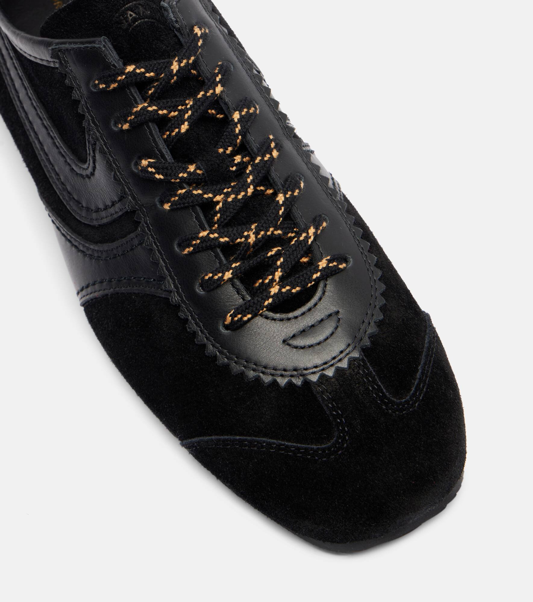 Leather-trimmed suede sneakers - 5