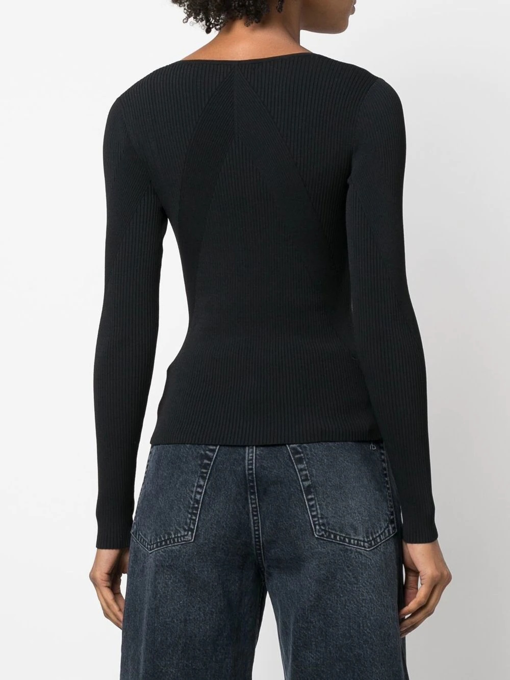 U-neck long-sleeved top - 4