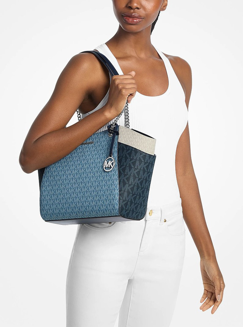 Jet Set Large Color-Block Signature Logo Shoulder Bag 4