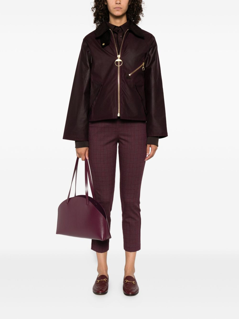 corduroy-collar zip-up jacket - 2