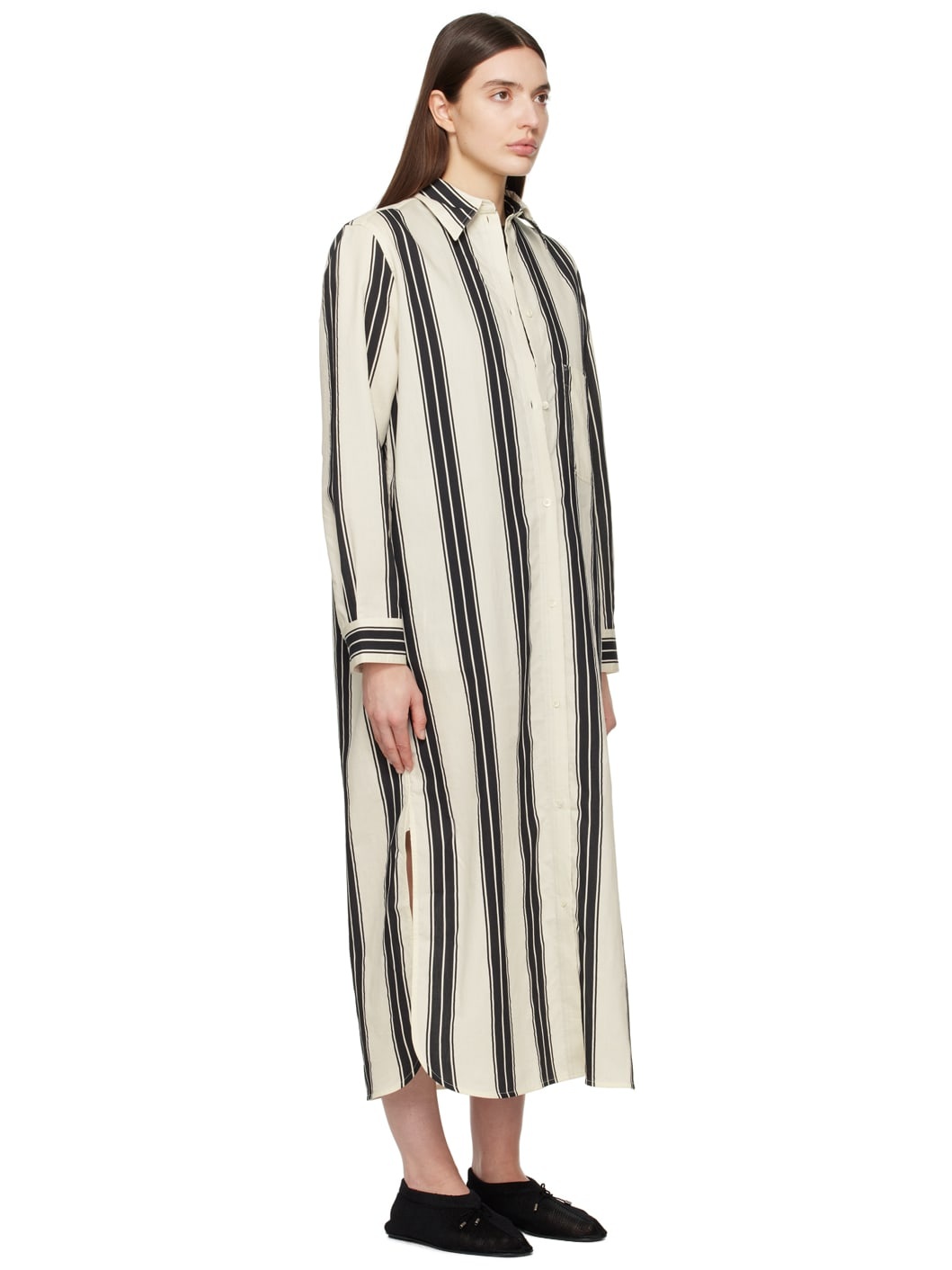 Black & White Striped Maxi Dress - 2