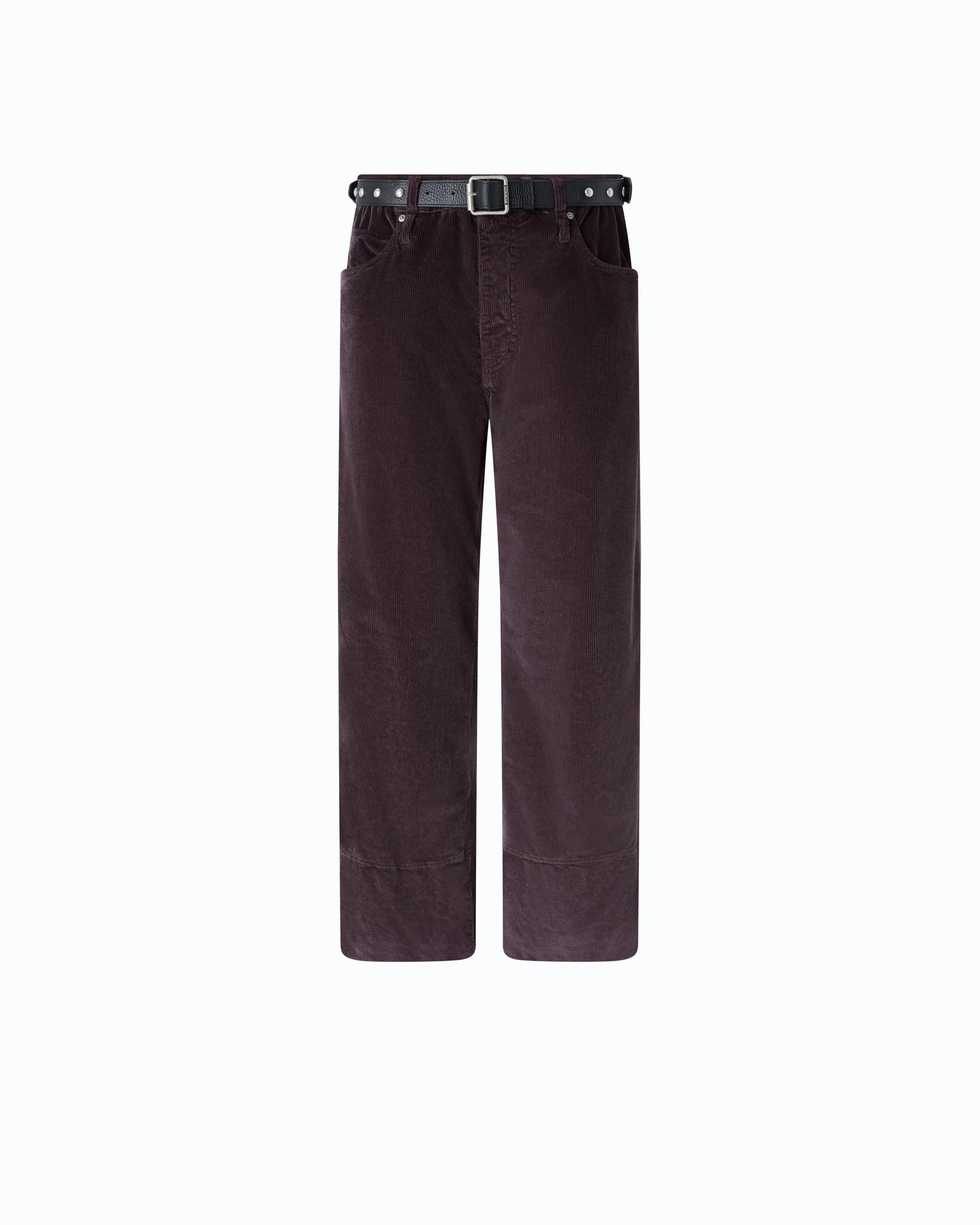 CROPPED VELVET TROUSERS WITH LEATHER BELT - 1
